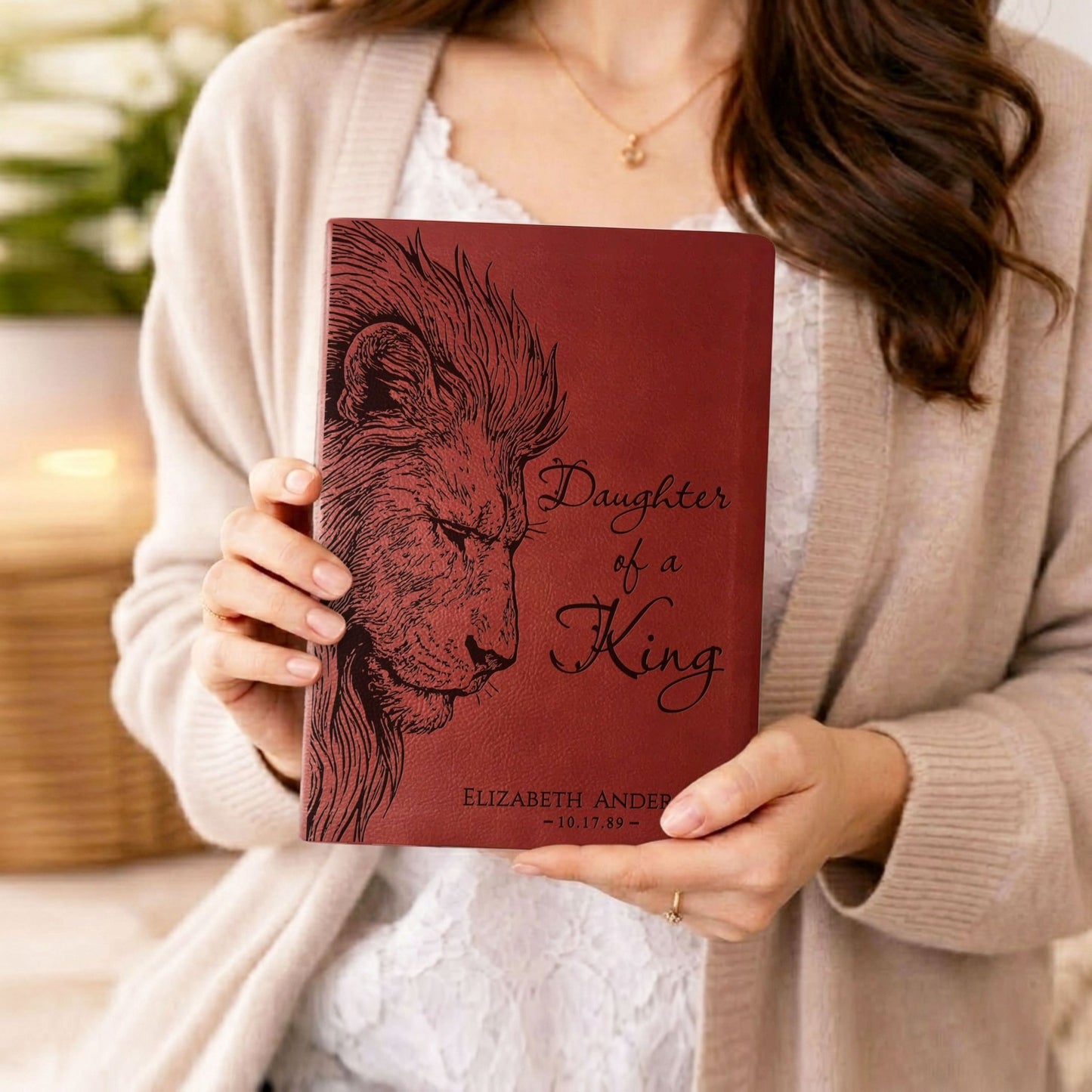 Personalized NASB Giant Print Bible, Daughter of a King Lion Design, Custom Engraved Name, Christian Gift, Baptism Gift, Bible Gift for Her - Religious Books - Aylev