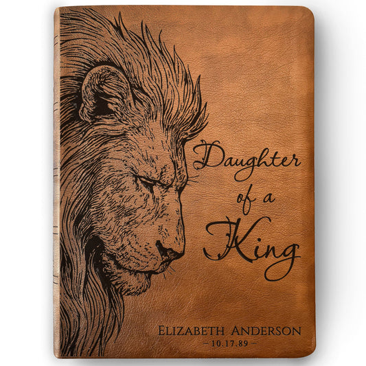 Personalized NASB Giant Print Bible, Daughter of a King Lion Design, Custom Engraved Name, Christian Gift, Baptism Gift, Bible Gift for Her