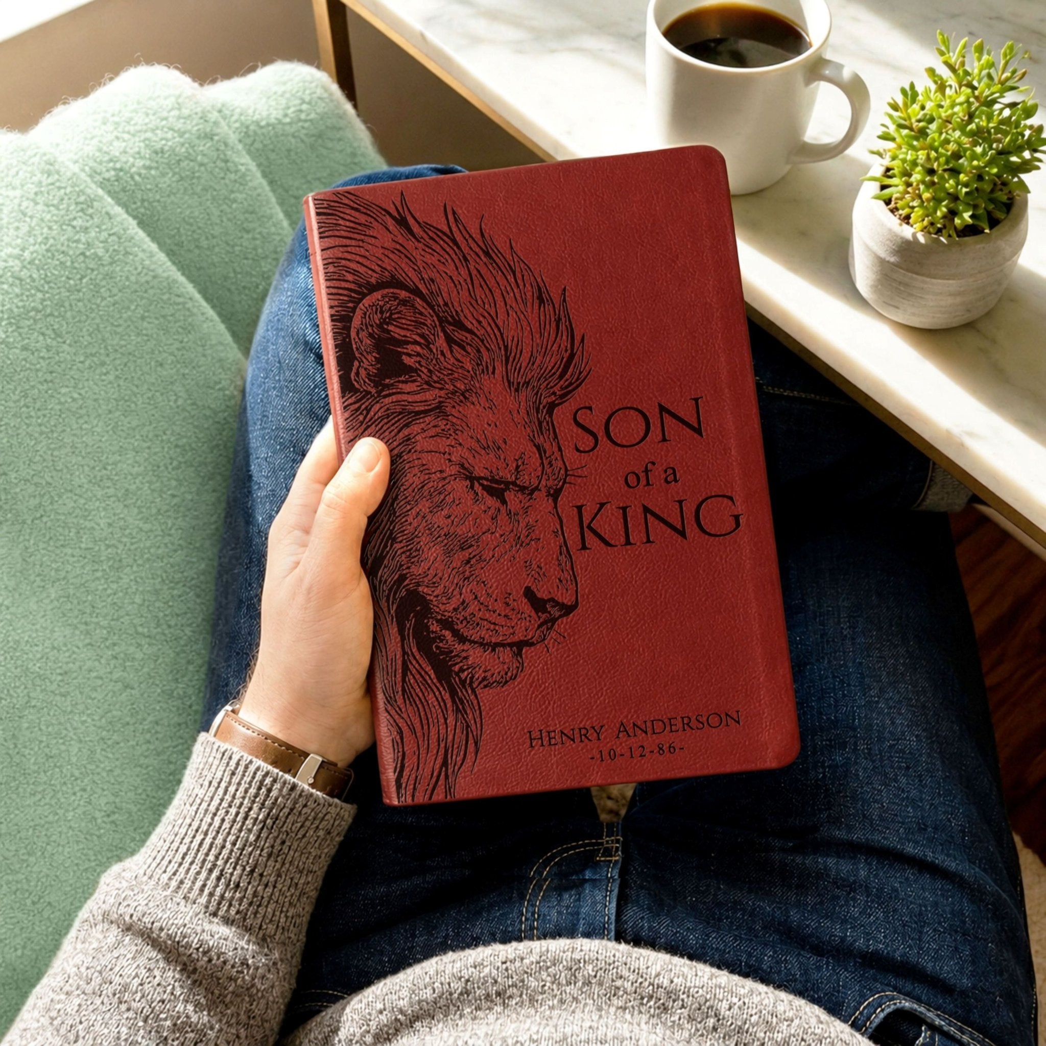 Personalized NASB Giant Print Bible, Son of a King Lion Design, Custom Engraved Name, Christian Gift, Baptism Gift, Bible Gift for Him - Religious Books - Aylev