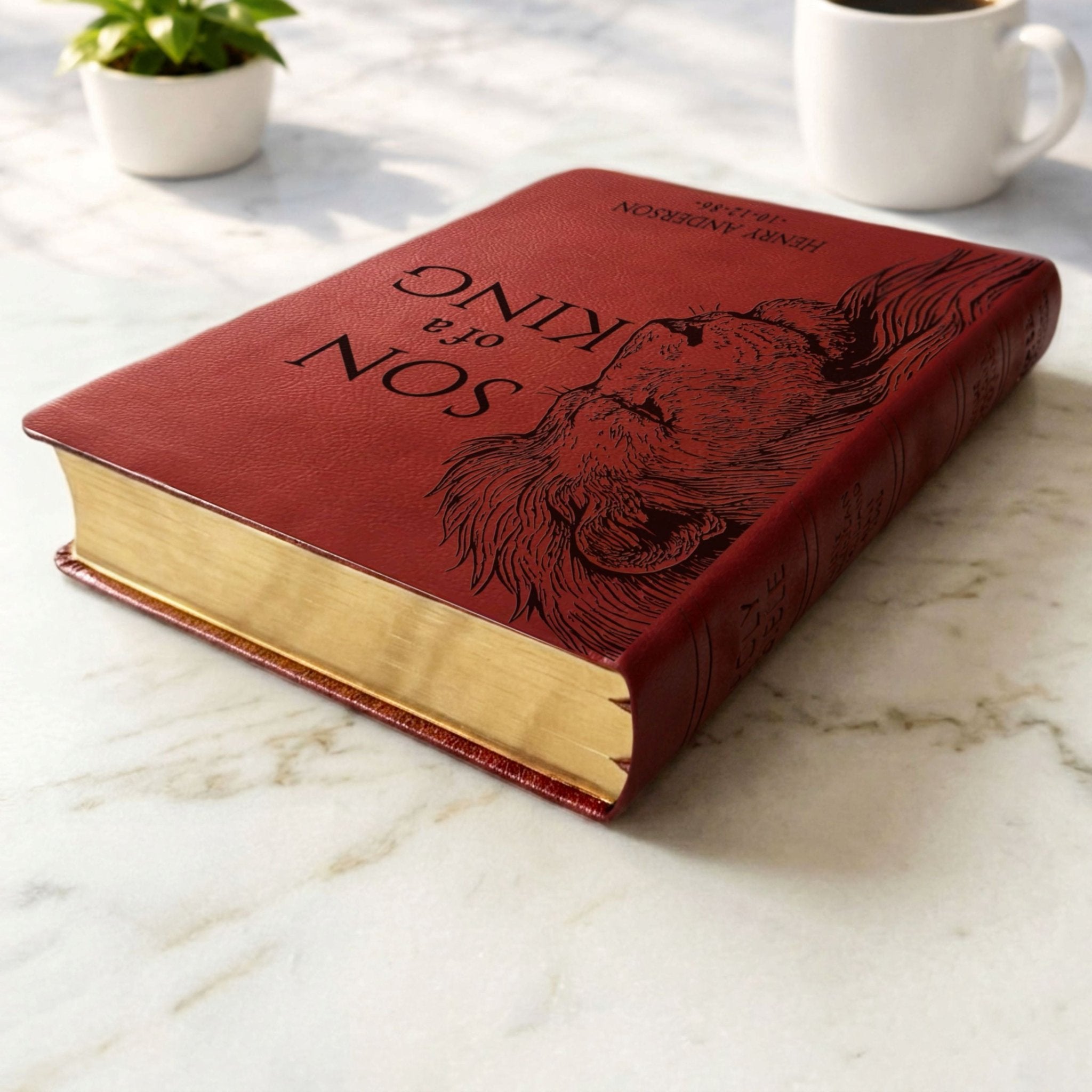 Personalized NASB Giant Print Bible, Son of a King Lion Design, Custom Engraved Name, Christian Gift, Baptism Gift, Bible Gift for Him - Religious Books - Aylev