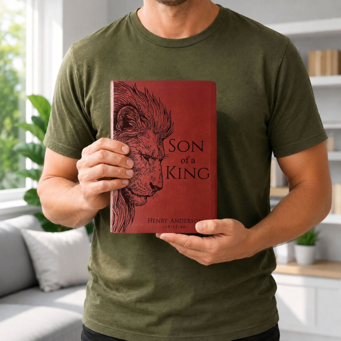 Personalized NASB Giant Print Bible, Son of a King Lion Design, Custom Engraved Name, Christian Gift, Baptism Gift, Bible Gift for Him - Religious Books - Aylev