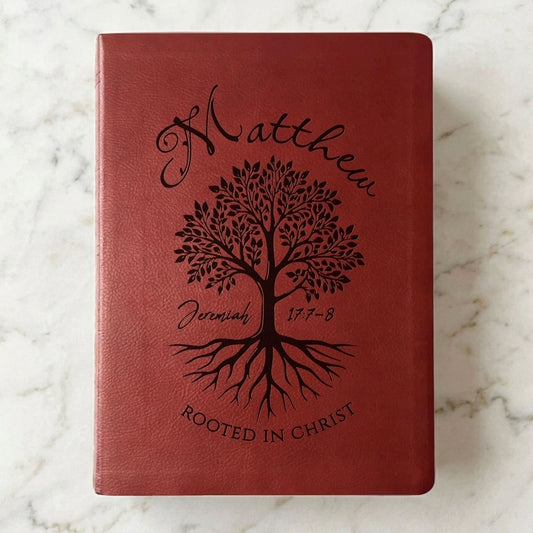 Personalized NASB Giant Print Bible, Custom Engraved Name, Rooted in Christ Tree Design, Christian Gift, Bible Gifts for Her, Gifts for Him - Religious Books - Aylev