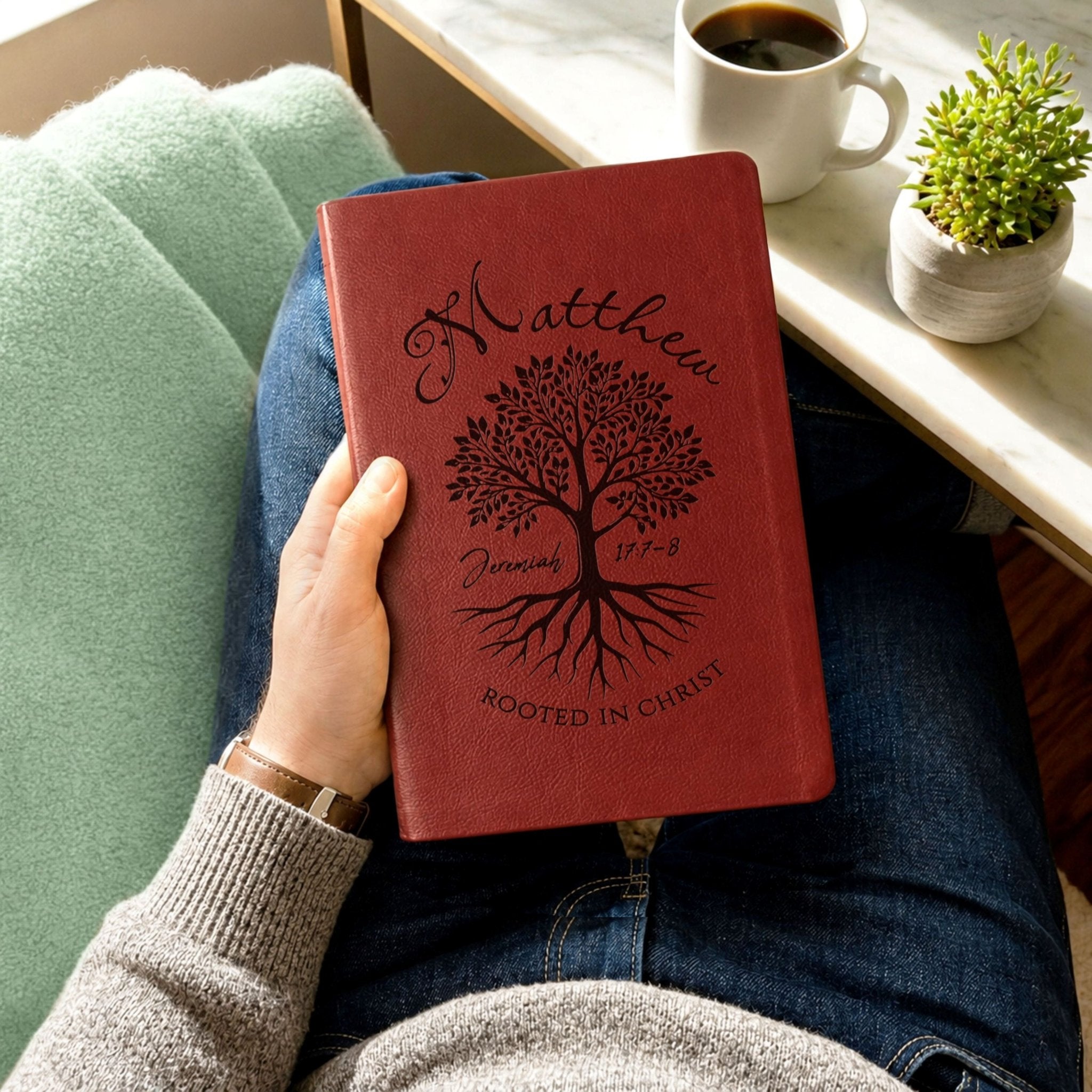 Personalized NASB Giant Print Bible, Custom Engraved Name, Rooted in Christ Tree Design, Christian Gift, Bible Gifts for Her, Gifts for Him - Religious Books - Aylev