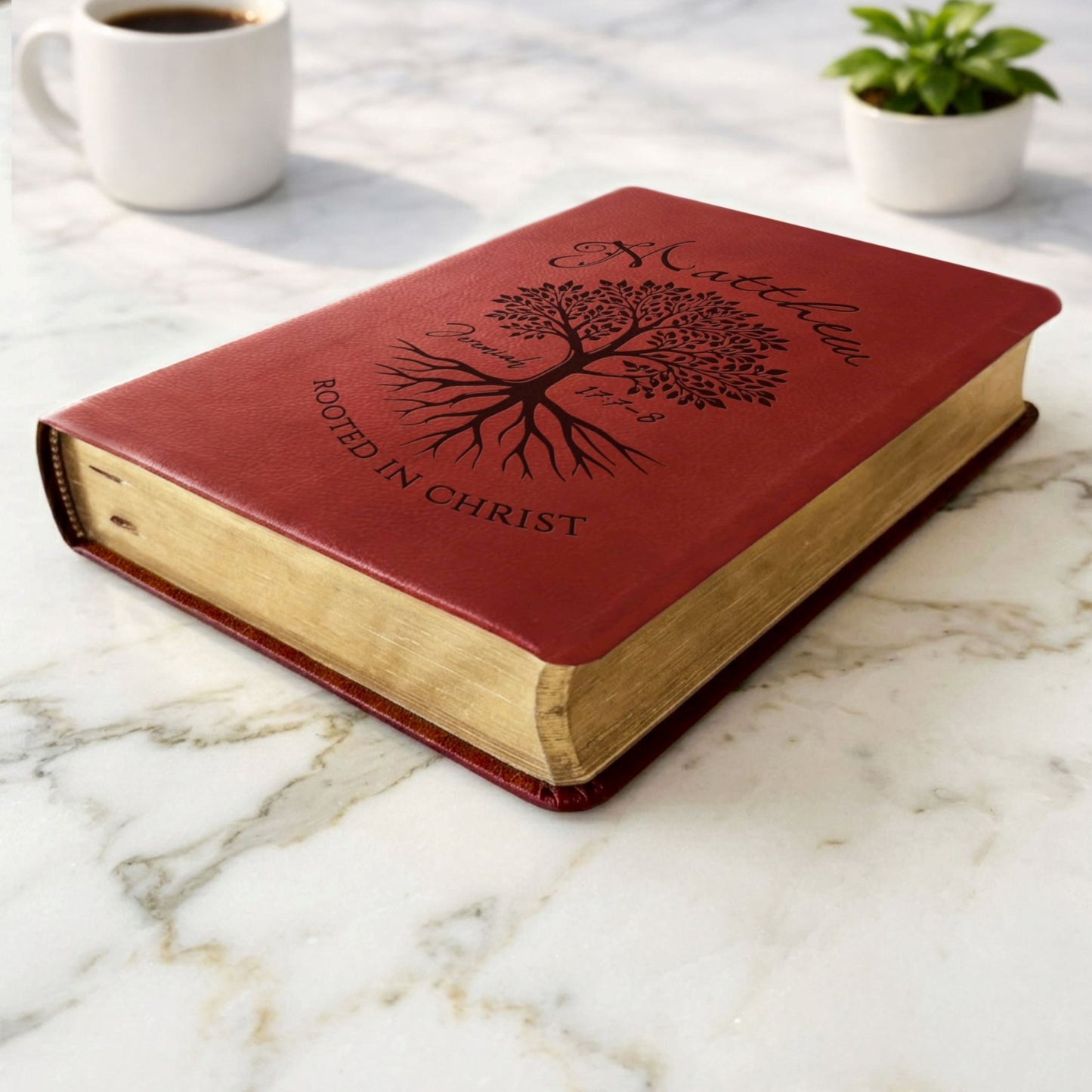 Personalized NASB Giant Print Bible, Custom Engraved Name, Rooted in Christ Tree Design, Christian Gift, Bible Gifts for Her, Gifts for Him - Religious Books - Aylev