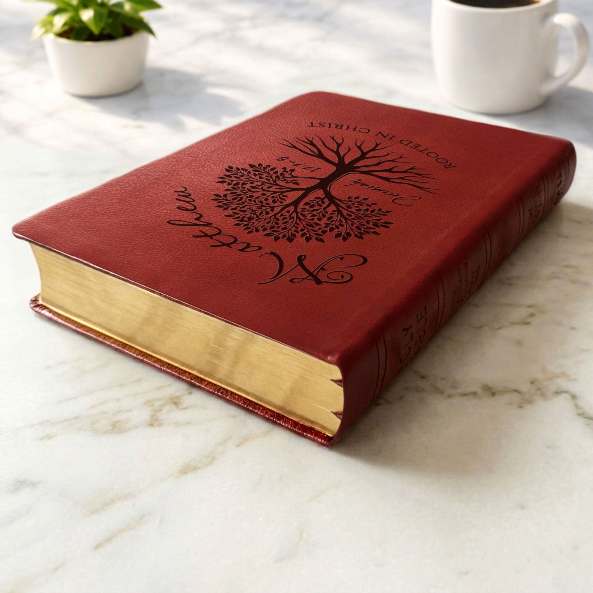 Personalized NASB Giant Print Bible, Custom Engraved Name, Rooted in Christ Tree Design, Christian Gift, Bible Gifts for Her, Gifts for Him - Religious Books - Aylev
