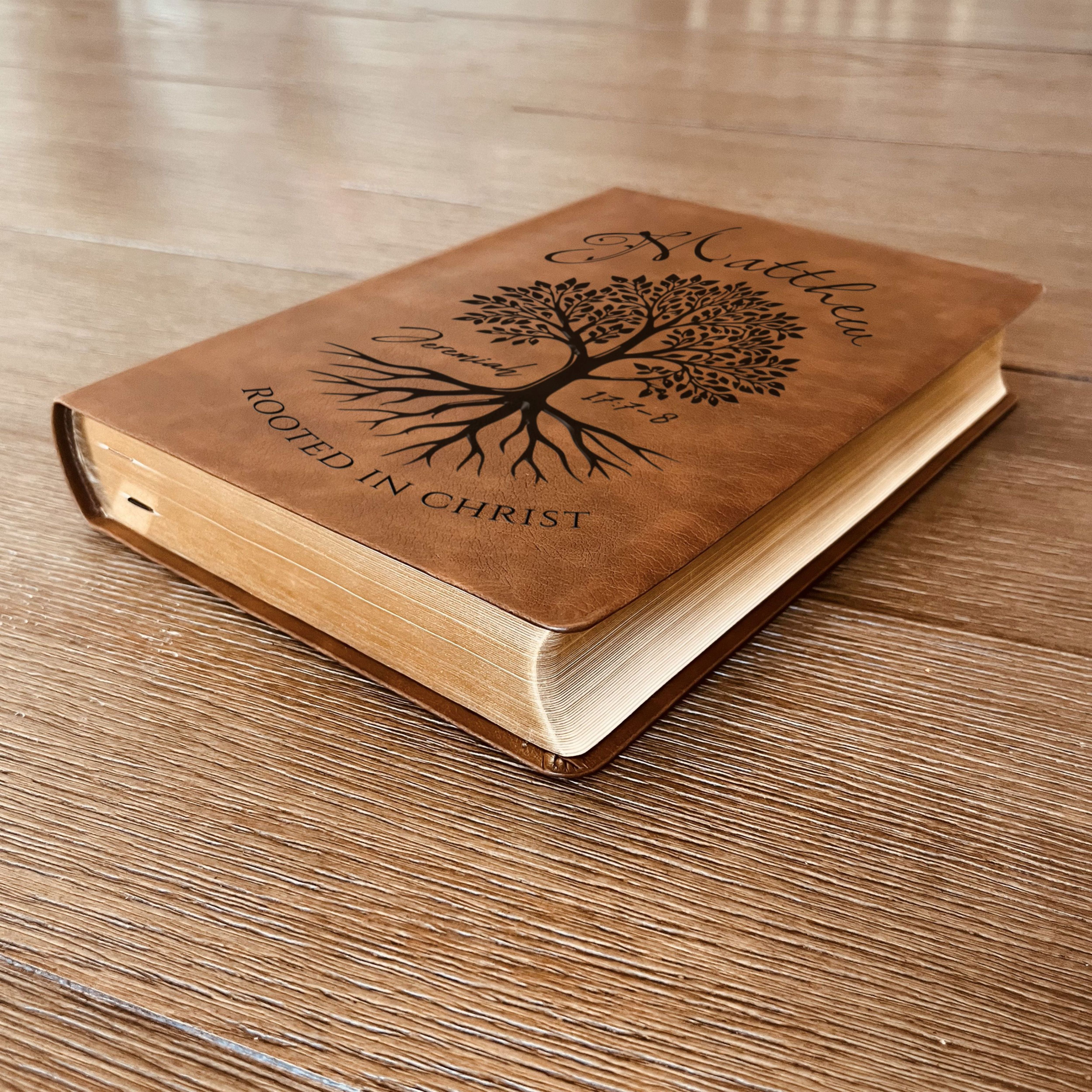 Personalized NASB Giant Print Bible, Custom Engraved Name, Rooted in Christ Tree Design, Christian Gift, Bible Gifts for Her, Gifts for Him