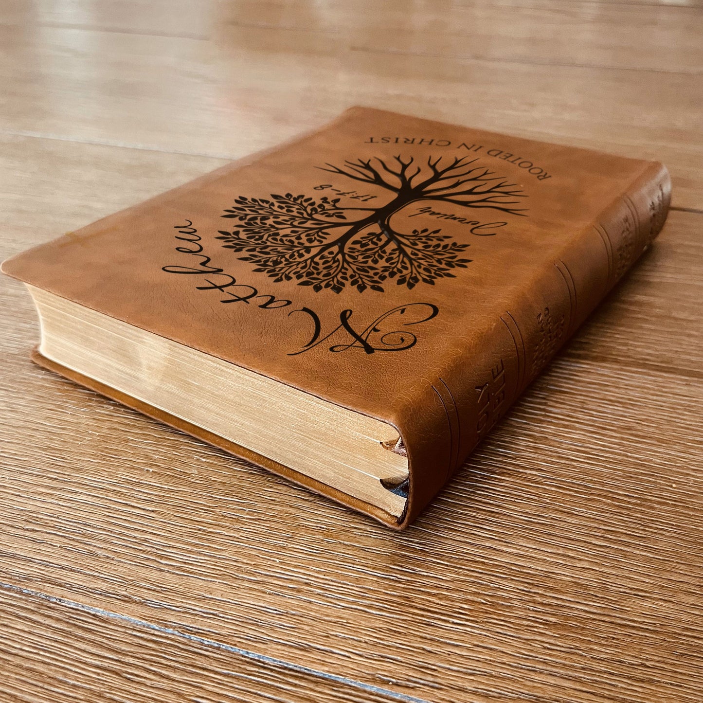 Personalized NASB Giant Print Bible, Custom Engraved Name, Rooted in Christ Tree Design, Christian Gift, Bible Gifts for Her, Gifts for Him