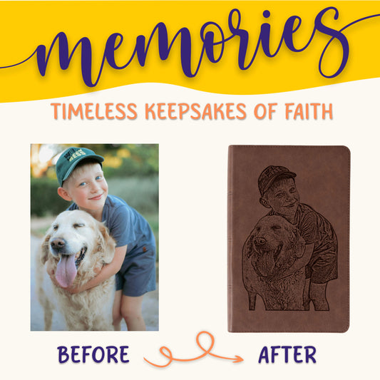 Personalized NASB Large Print Compact Bible, Your Photo Engraved, New American Standard Custom Engraved Bible, Christian Gifts, Baptism Gift