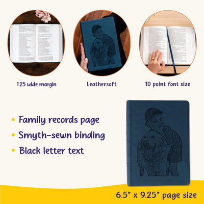 Personalized NASB Wide Margin Reference Bible, Your Photo Engraved, New American Standard Custom Engraved Bible, Christian Gifts, Baptism Gift - Religious Books - Aylev