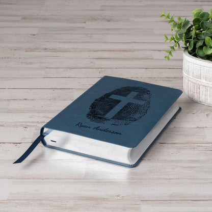 Personalized NASB Bible, Custom Fingerprint & Cross Design with Name Engraved, Wide Margin Bible, Gifts for Baptism, Wedding, Confirmation - Religious Books - Aylev