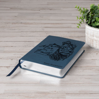 Personalized NASB Wide - Margin Bible, Custom Bible Engraved Name, Man of Faith Lion Design, Christian Gift, Baptism Gift, Bible Gift for Him - Religious Books - Aylev