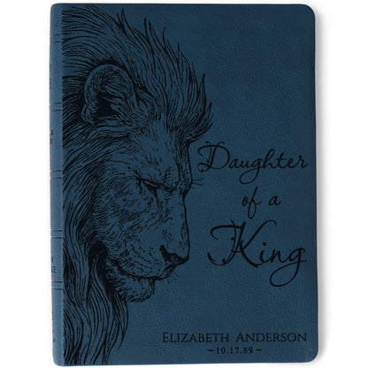 Personalized NASB Wide - Margin Bible, Custom Bible Engraved Name, Daughter of a King Lion Design, Christian Gift, Baptism Gift, Gift for Her - Religious Books - Aylev