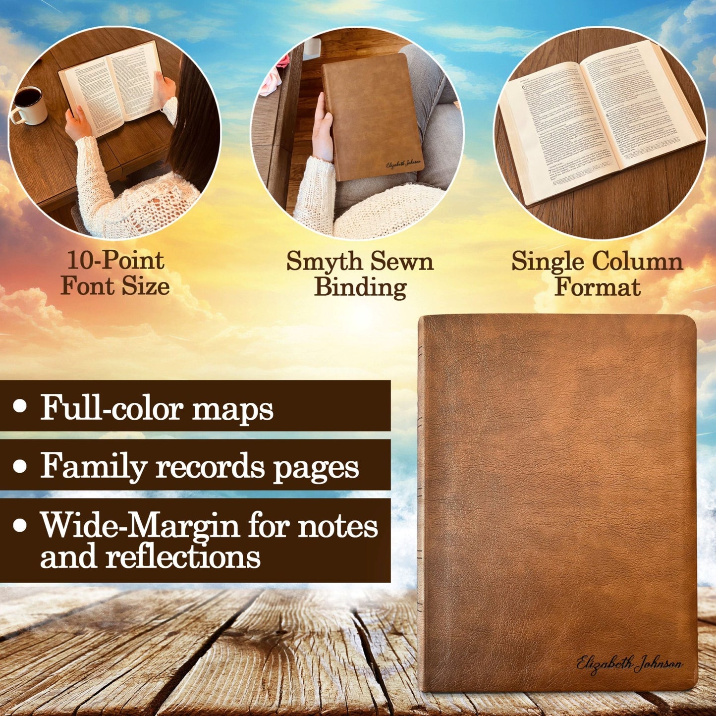 Personalized NASB Wide Margin Bible – Custom Engraved Name | New American Standard Bible - Religious Books - Aylev