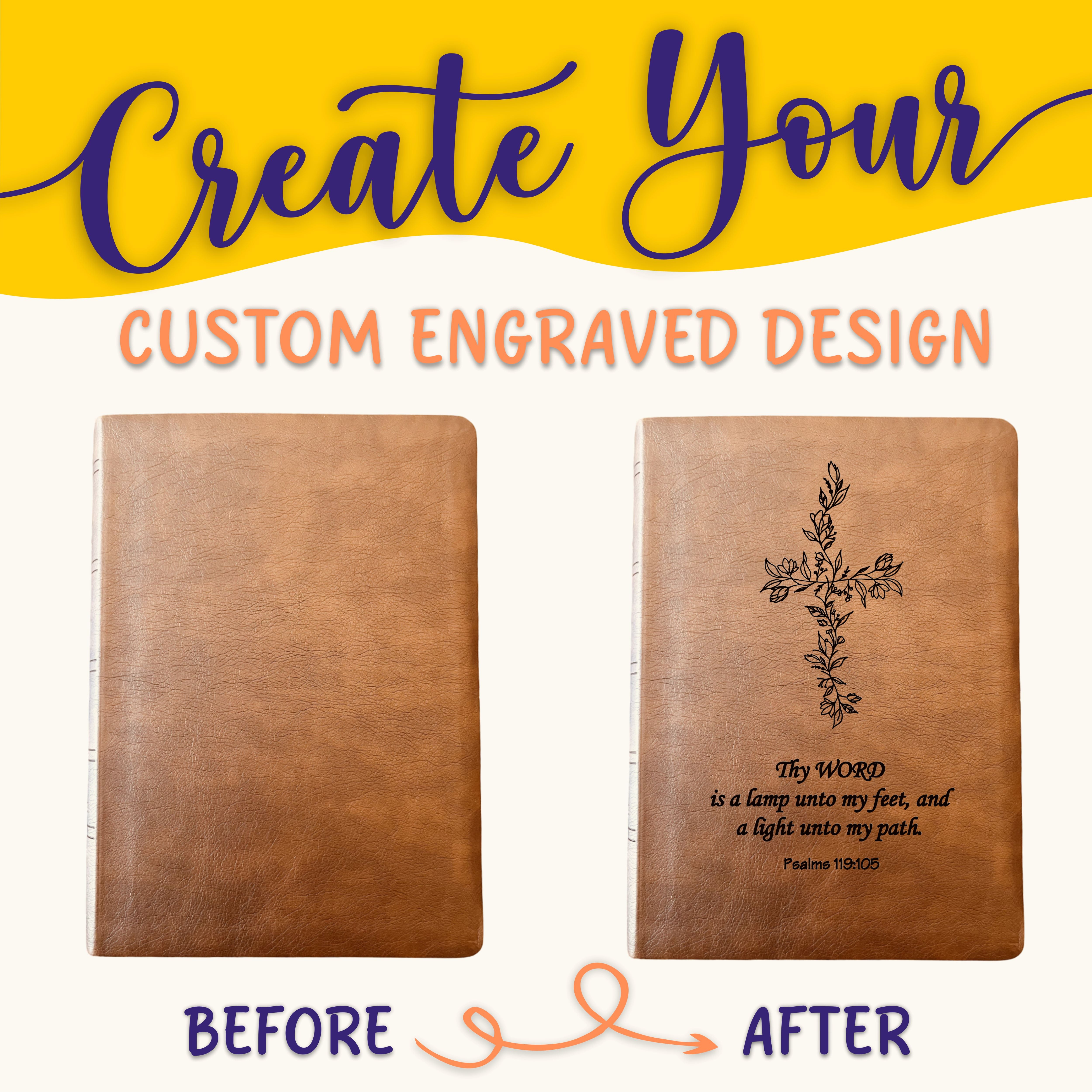 Personalized NASB Bible: Create Your Own Custom Engraved Design with a Designer, Wide Margin Reference Bible, Christian Gifts, Baptism Gifts
