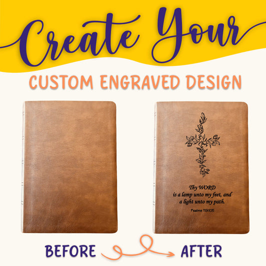 Personalized NASB Bible: Create Your Own Custom Engraved Design with a Designer, Wide Margin Reference Bible, Christian Gifts, Baptism Gifts