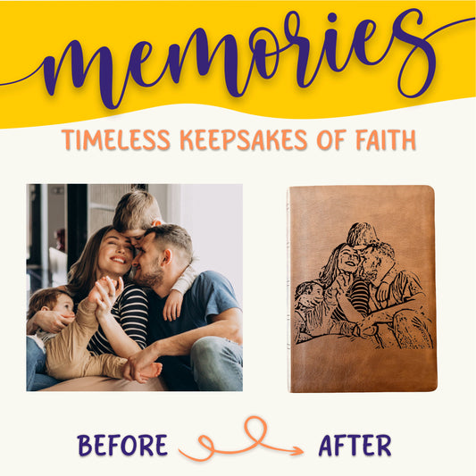 Personalized NASB Wide Margin Bible, Photo Engraved Cover, Custom Bible for Note-Taking, Christian Gift, Wedding Gift, Custom Engraved Bible