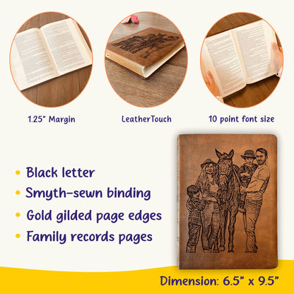 Personalized NASB Wide Margin Bible, Photo Engraved Cover, Custom Bible for Note - Taking, Christian Gift, Wedding Gift, Custom Engraved Bible - Religious Books - Aylev