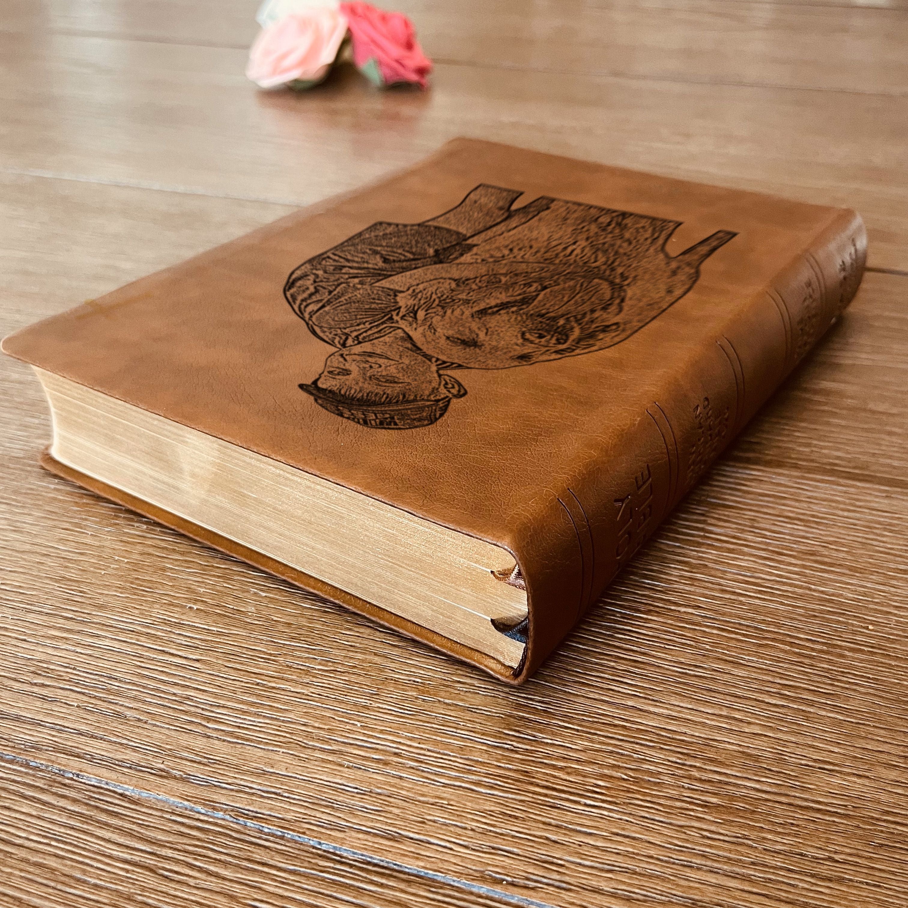 Personalized NASB Wide Margin Bible, Photo Engraved Cover, Custom Bible for Note-Taking, Christian Gift, Wedding Gift, Custom Engraved Bible