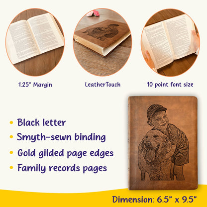 Personalized NASB Wide Margin Bible, Photo Engraved Cover, Custom Bible for Note - Taking, Christian Gift, Wedding Gift, Custom Engraved Bible - Religious Books - Aylev