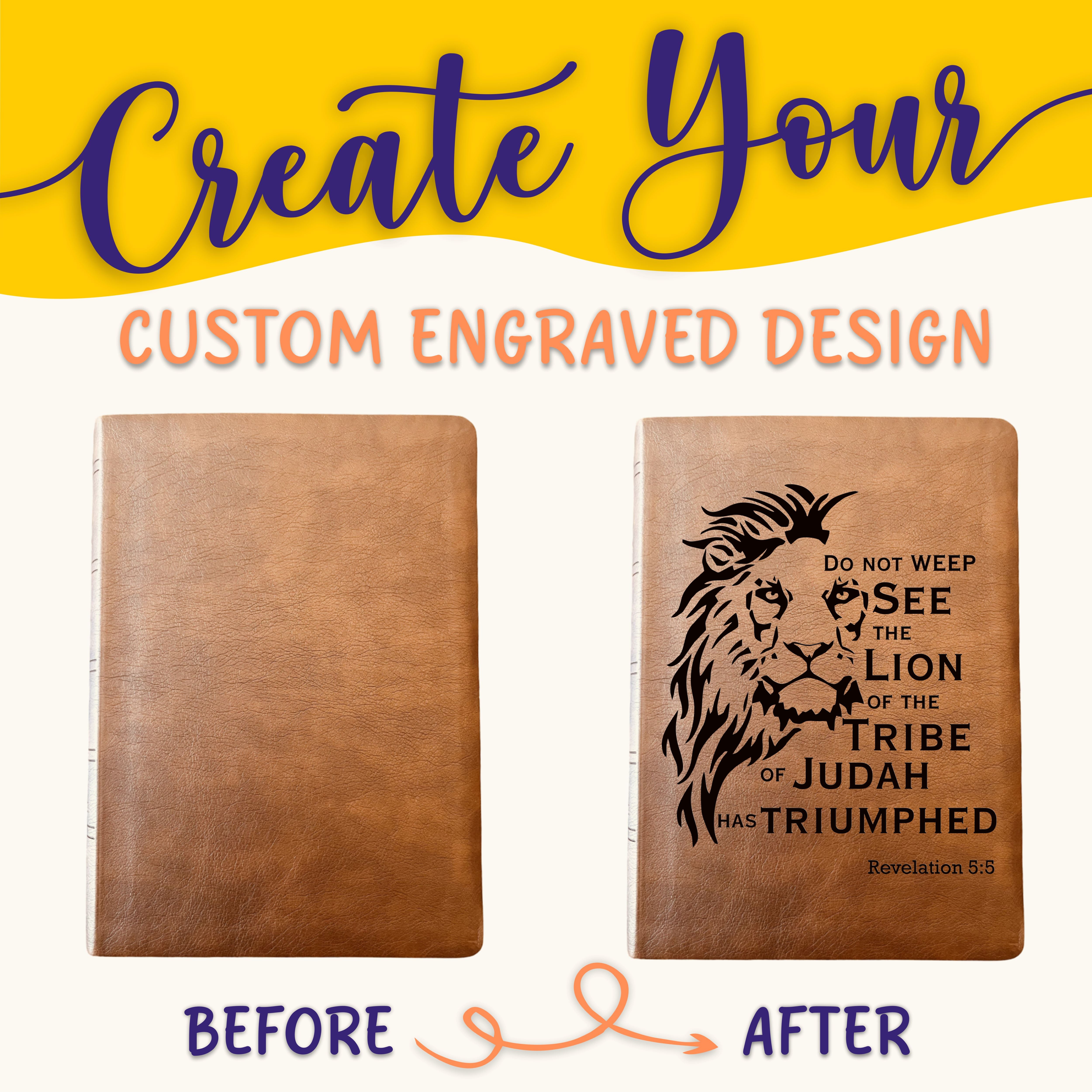 Personalized NASB Bible: Create Your Own Custom Engraved Design with a Designer, Wide Margin Reference Bible, Christian Gifts, Baptism Gifts
