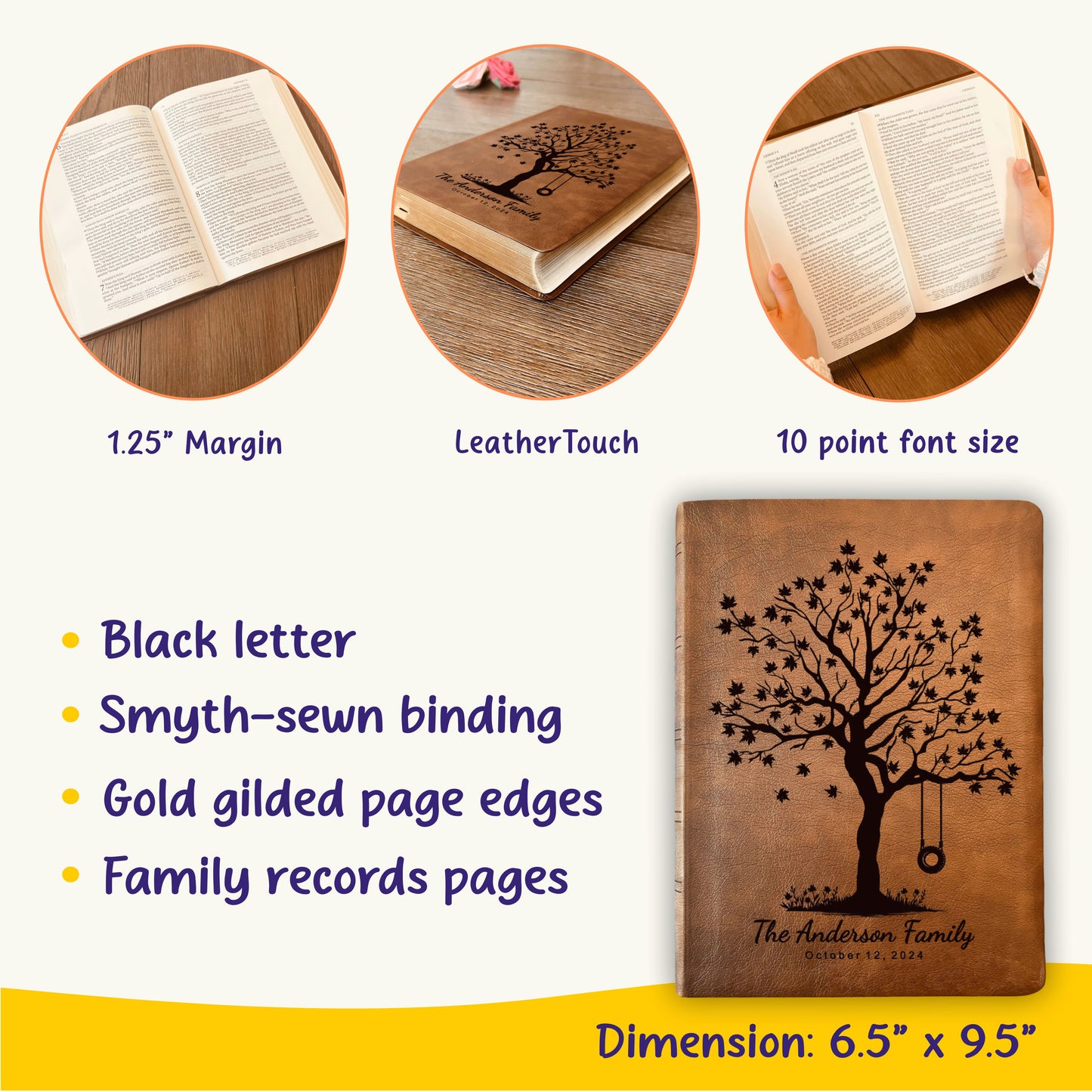 Personalized NASB Family Bible, NASB Custom Family Tree Bible, Wide Margin, Custom Engraved Bible for Wedding, Christian Gift, Wedding Gift