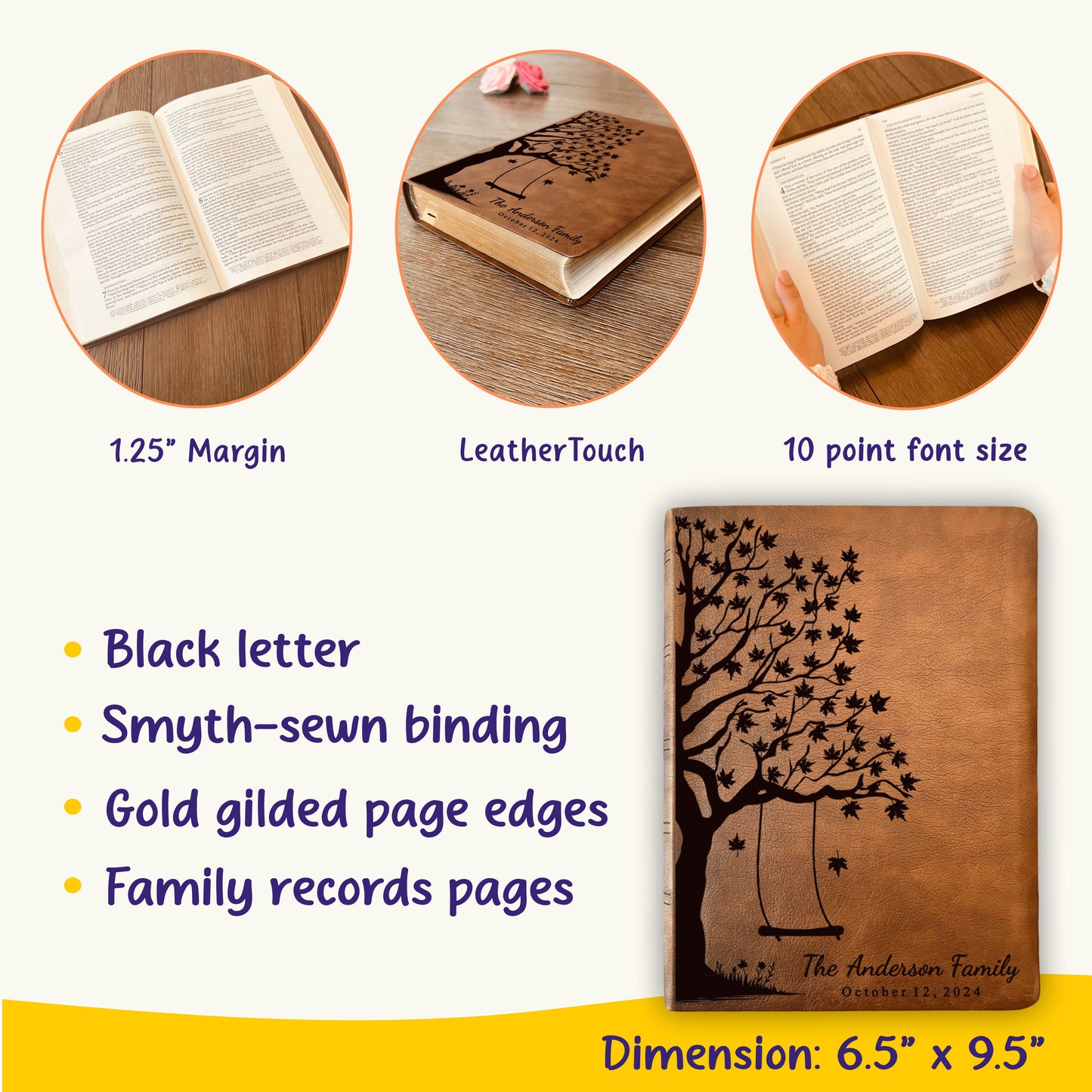 Personalized NASB Family Bible, NASB Custom Family Tree Bible, Wide Margin, Custom Engraved Bible for Wedding, Christian Gift, Wedding Gift