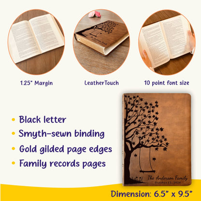 Personalized NASB Family Bible, NASB Custom Family Tree Bible, Wide Margin, Custom Engraved Bible for Wedding, Christian Gift, Wedding Gift - Religious Books - Aylev