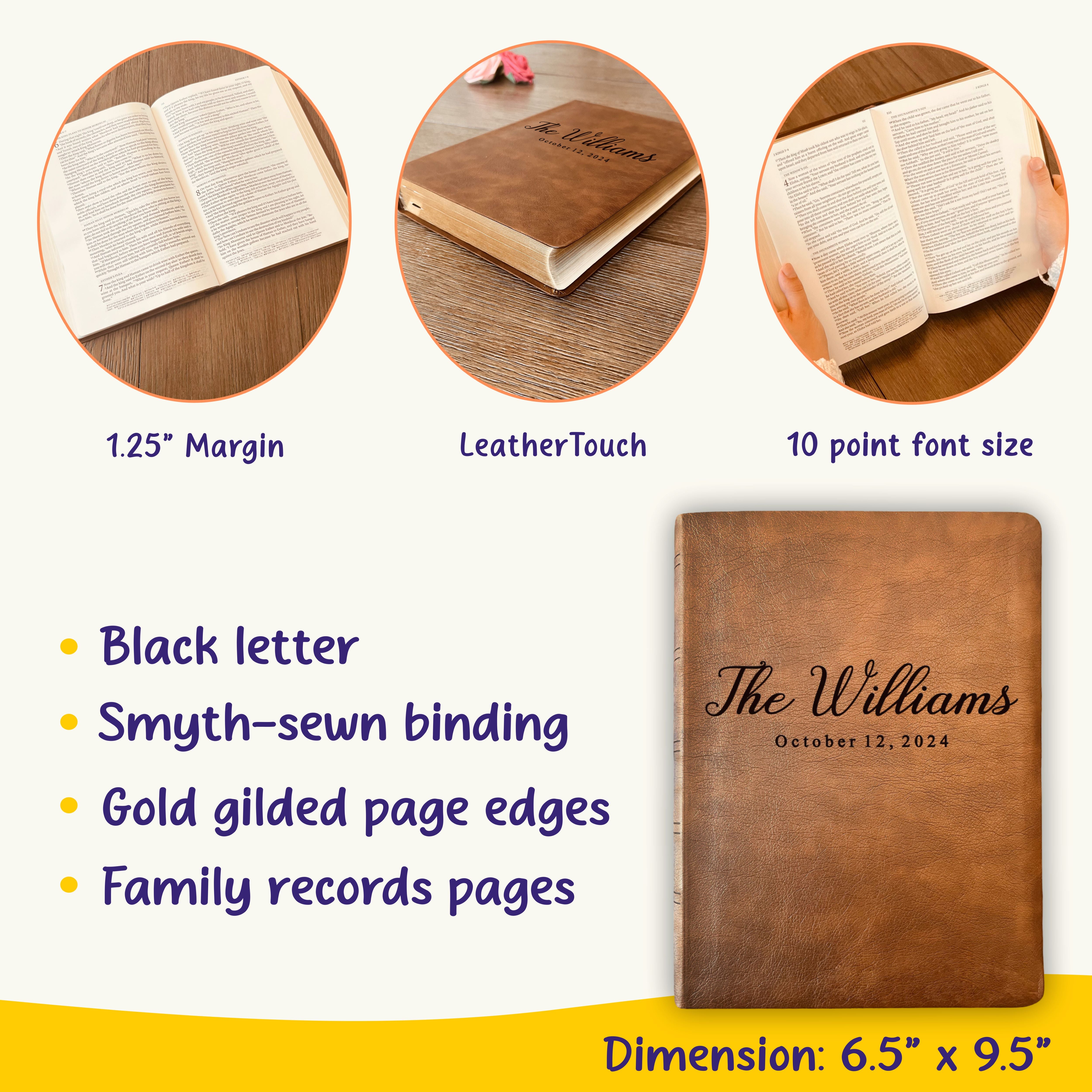 Personalized NASB Family Bible, NASB Custom Family Tree Bible, Wide Margin, Custom Engraved Bible for Wedding, Christian Gift, Wedding Gift