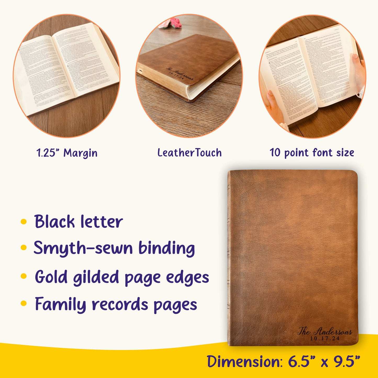 Personalized NASB Family Bible, NASB Custom Family Tree Bible, Wide Margin, Custom Engraved Bible for Wedding, Christian Gift, Wedding Gift