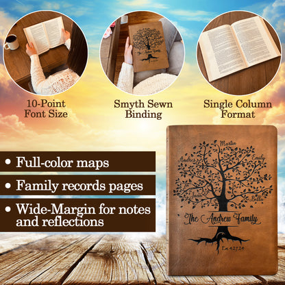 Personalized NASB Family Bible, NASB Custom Family Tree Bible, Wide Margin, Custom Engraved Bible for Wedding, Christian Gift, Wedding Gift - Religious Books - Aylev