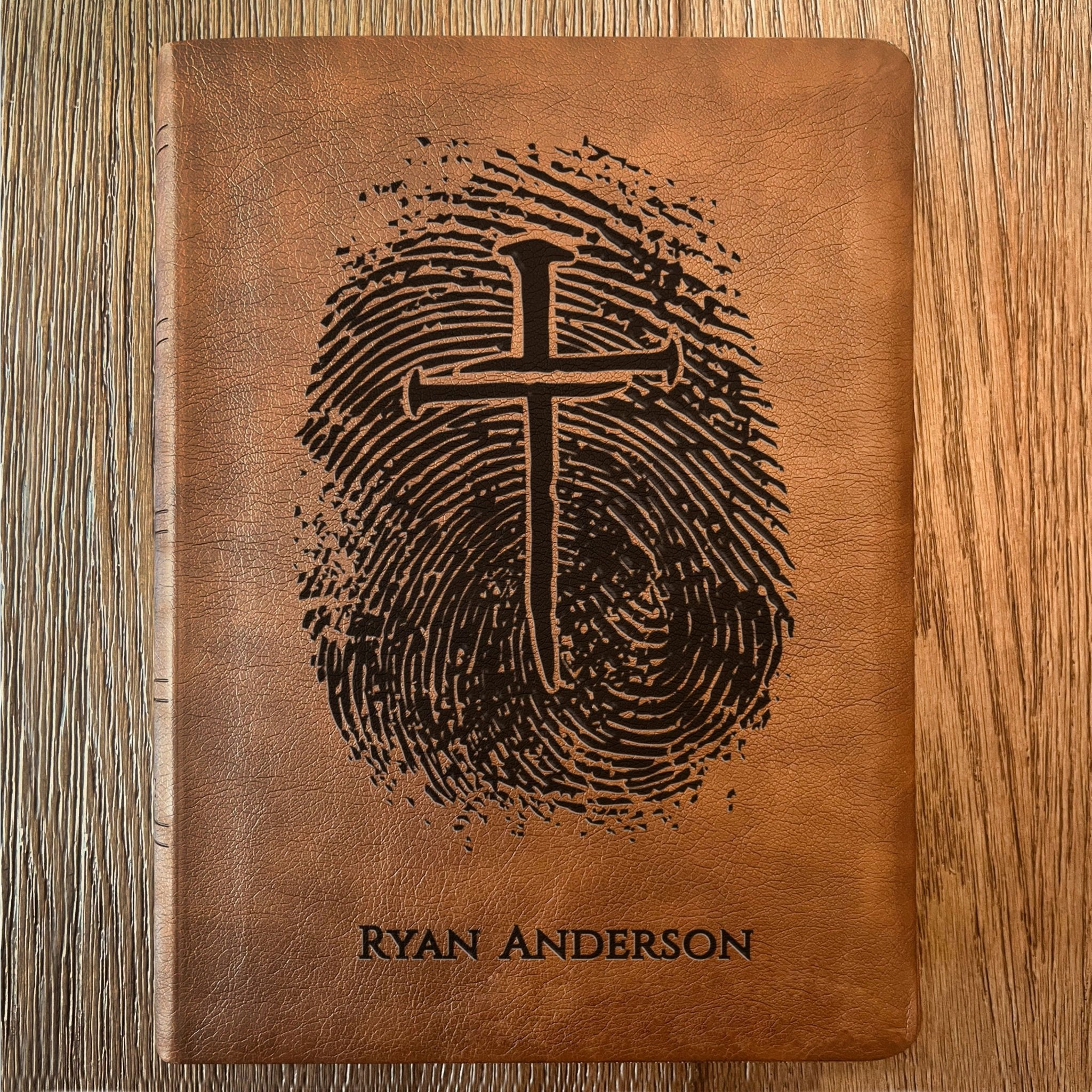 Personalized NASB 2020 Wide Margin Bible, Custom Fingerprint & Cross Design with Name Engraved, Gifts for Baptism, Wedding, and Confirmation - Religious Books - Aylev