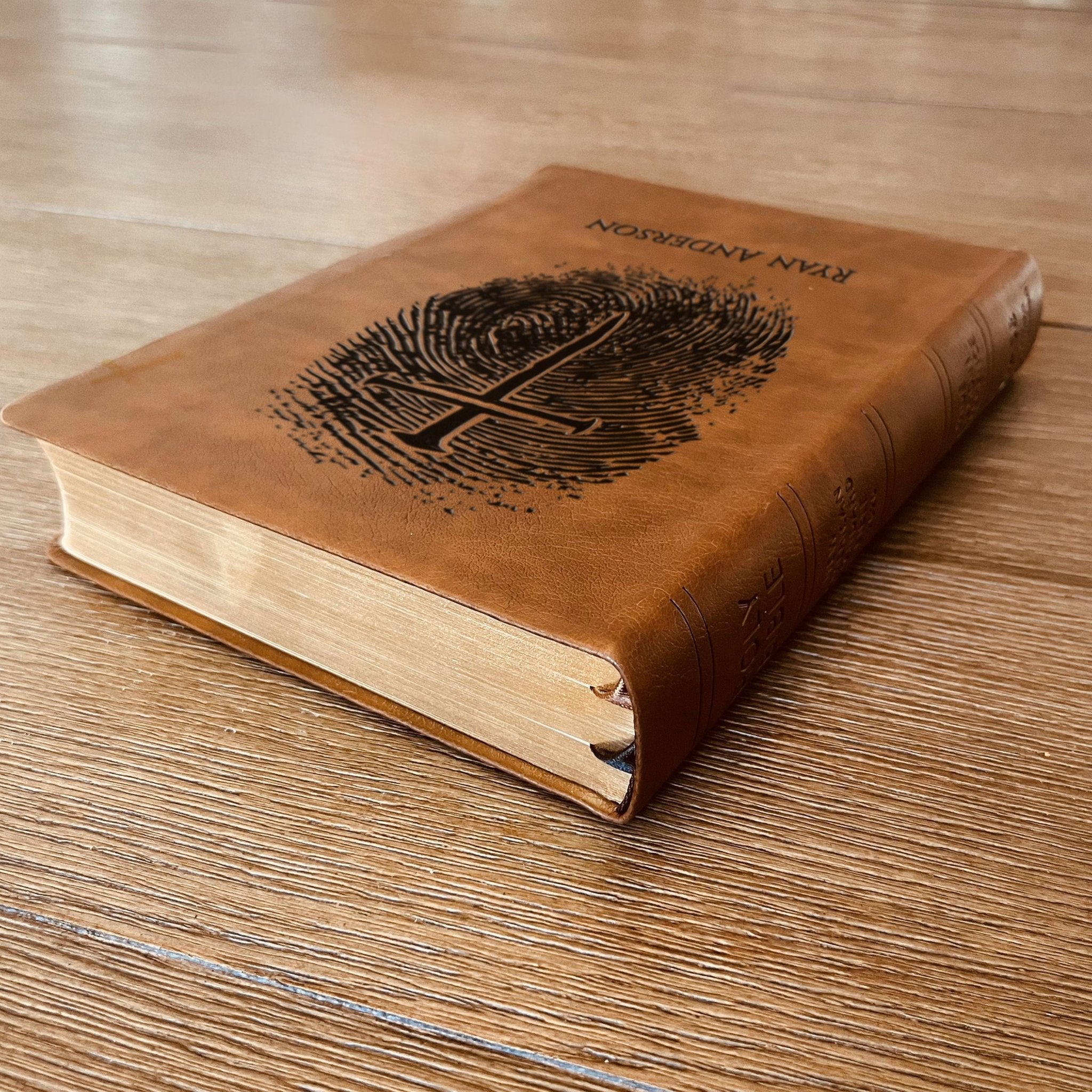 Personalized NASB 2020 Wide Margin Bible, Custom Fingerprint & Cross Design with Name Engraved, Gifts for Baptism, Wedding, and Confirmation - Religious Books - Aylev