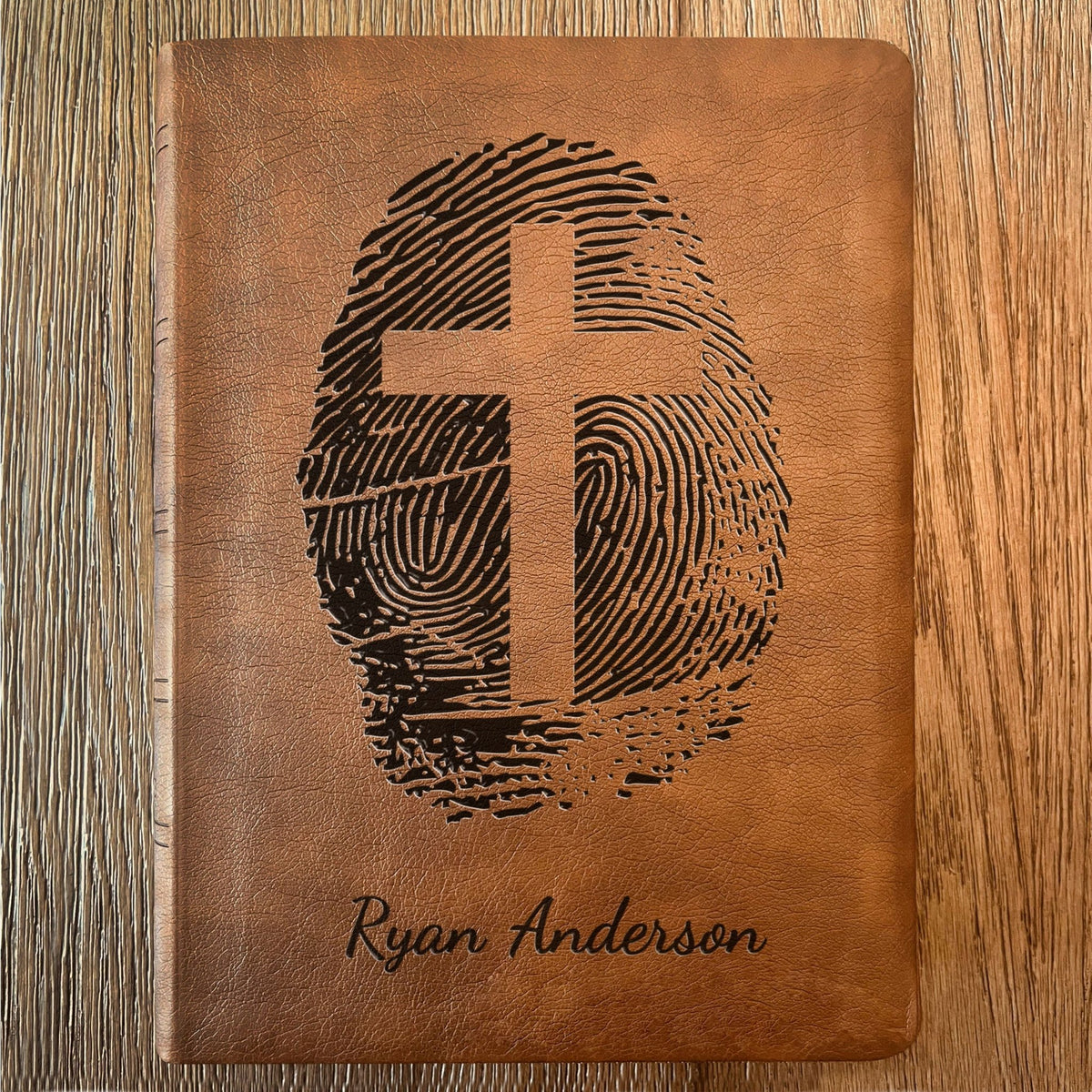 Personalized NASB 2020 Wide Margin Bible, Custom Fingerprint & Cross Design with Name Engraved, Gifts for Baptism, Wedding, and Confirmation - Religious Books - Aylev