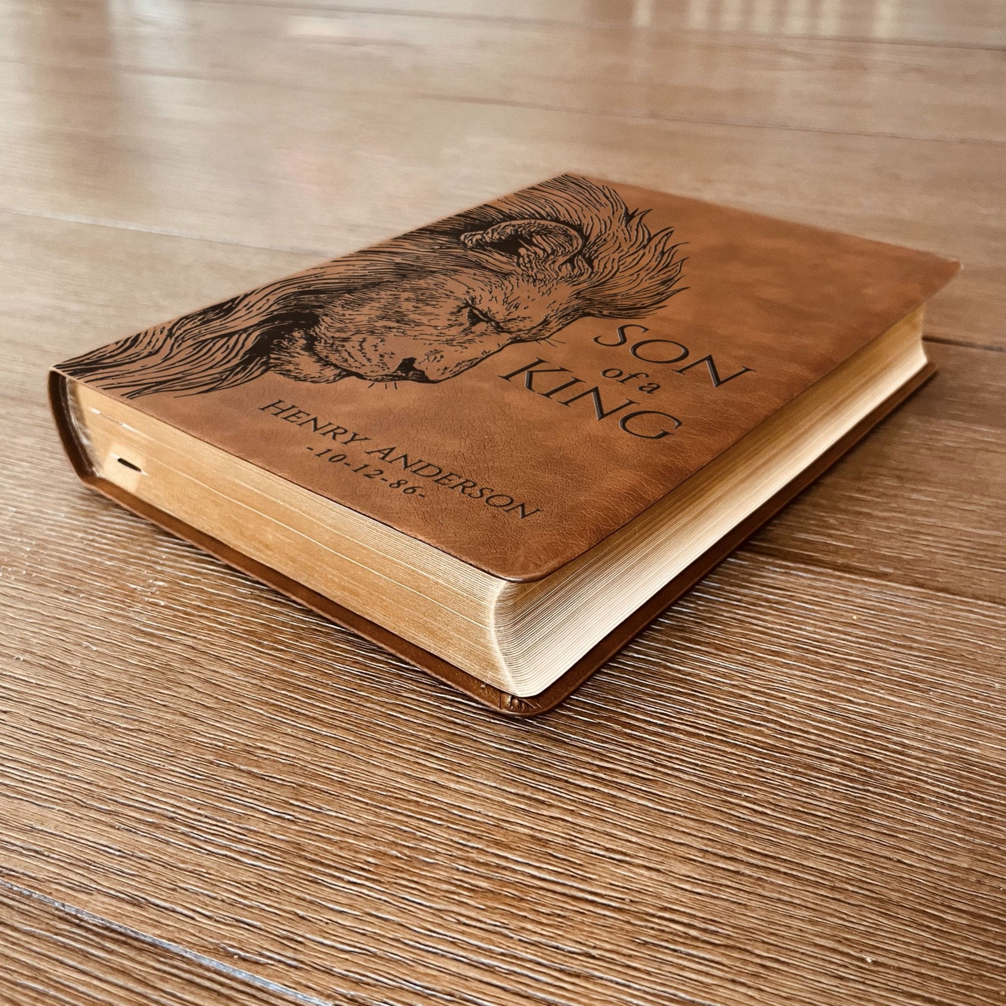 Personalized NASB Wide Margin Bible, Son of a King Lion Design, Custom Engraved Name, Christian Gift, Baptism Gift, Bible Gift for Him - Religious Books - Aylev