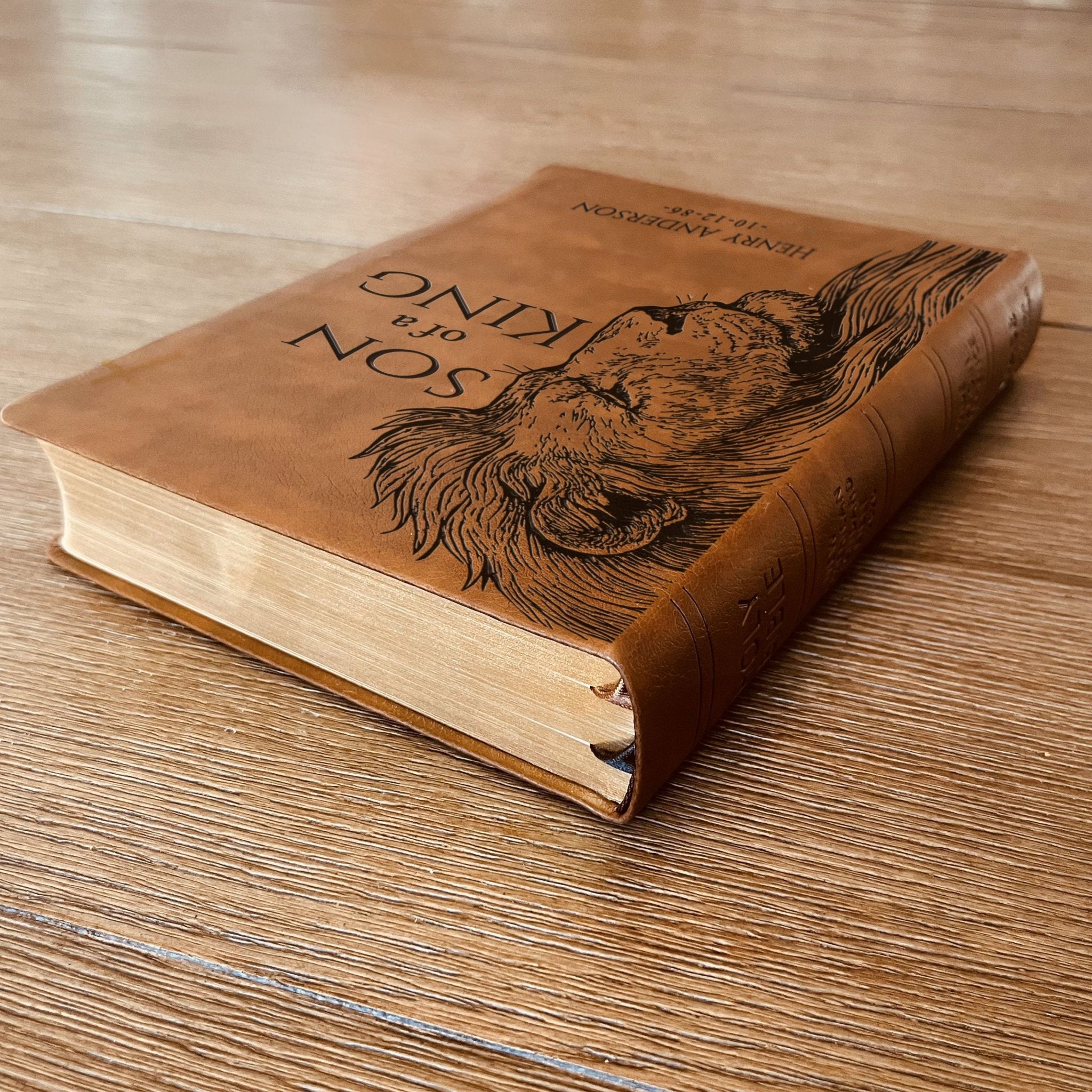 Personalized NASB Wide Margin Bible, Son of a King Lion Design, Custom Engraved Name, Christian Gift, Baptism Gift, Bible Gift for Him - Religious Books - Aylev