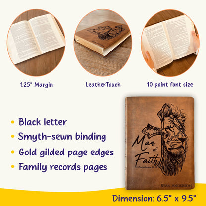 Personalized Bible for Men, NASB Wide Margin, Custom Bible for Men Name Engraved, New American Standard, Bibles for men, Bible gifts for men - Religious Books - Aylev