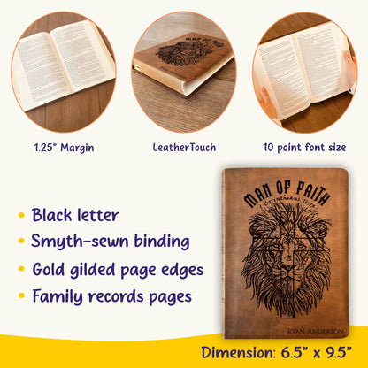Personalized Bible for Men, NASB Wide Margin, Custom Bible for Men Name Engraved, New American Standard, Bibles for men, Bible gifts for men - Religious Books - Aylev