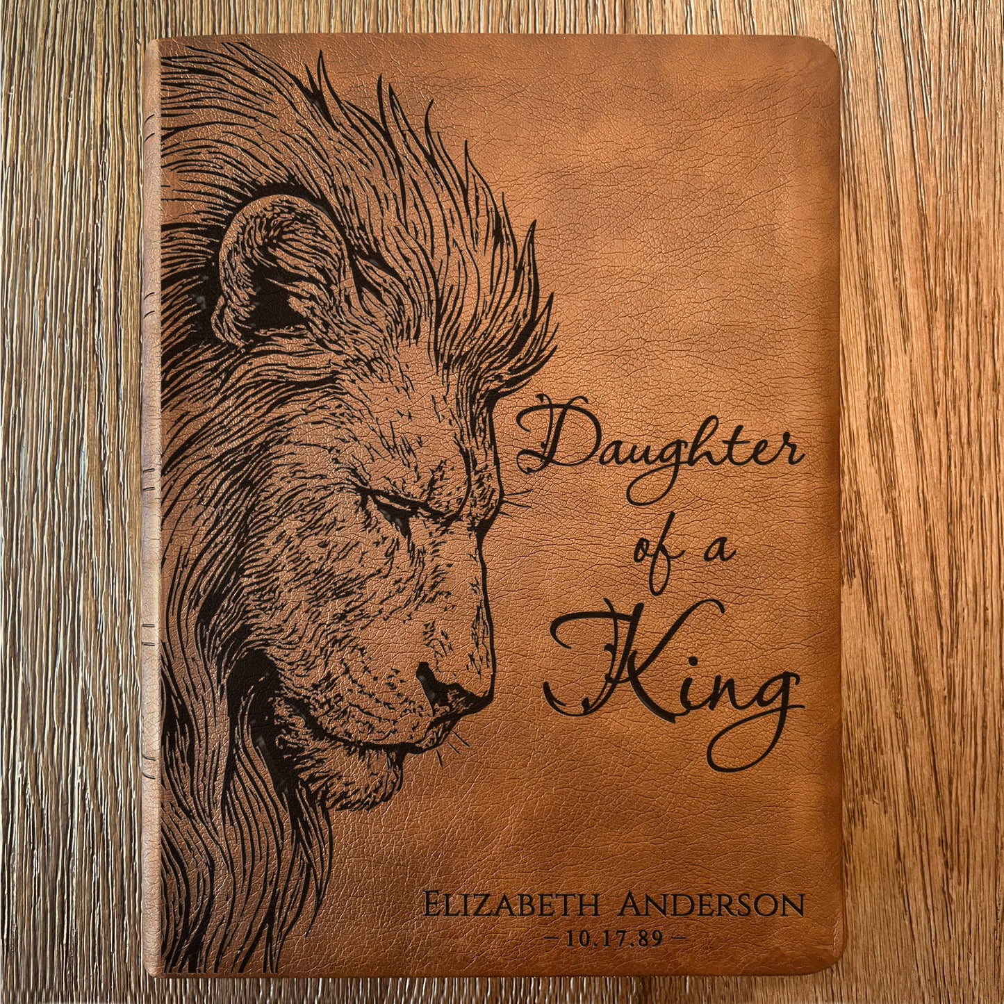 Personalized NASB Wide Margin Bible, Daughter of a King Lion Design, Custom Engraved Name, Christian Gift, Baptism Gift, Bible Gift for Her