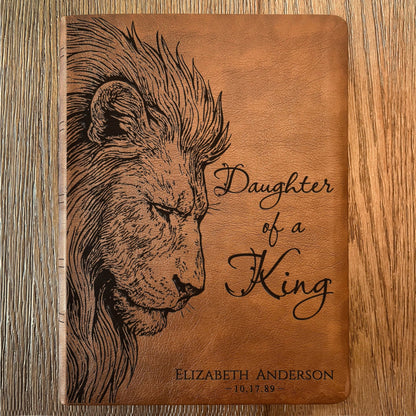 Personalized NASB Wide Margin Bible, Daughter of a King Lion Design, Custom Engraved Name, Christian Gift, Baptism Gift, Bible Gift for Her - Religious Books - Aylev