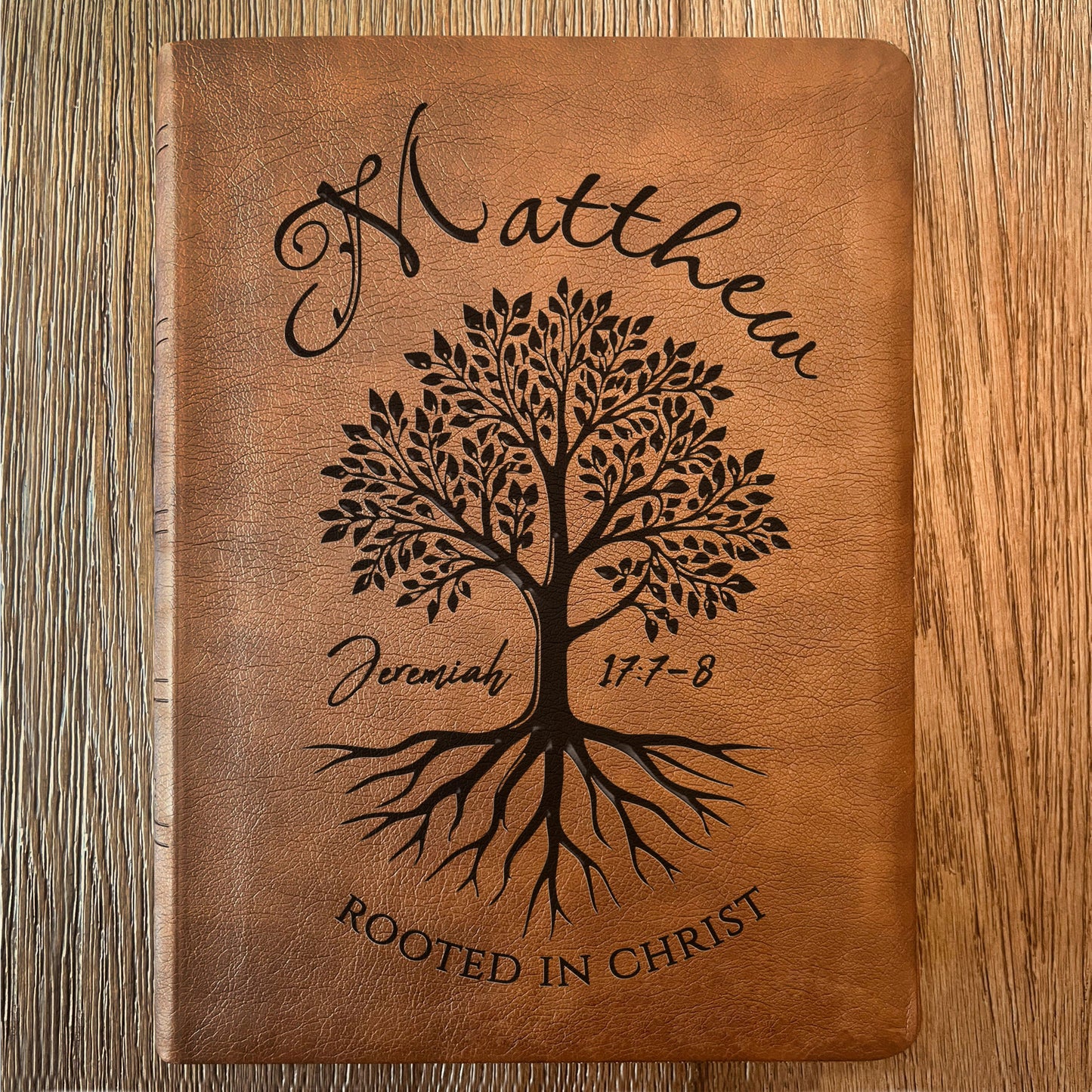 Personalized NASB Wide Margin Bible, Custom Engraved Name, Rooted in Christ Tree Design, Christian Gift, Bible Gifts for Her, Gifts for Him