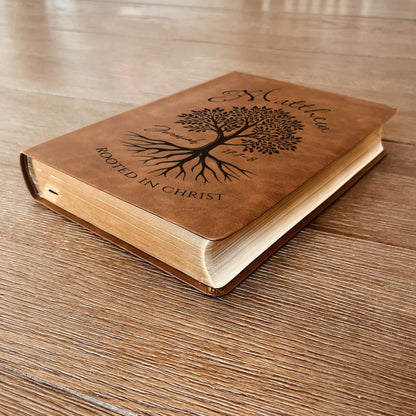 Personalized NASB Wide Margin Bible, Custom Engraved Name, Rooted in Christ Tree Design, Christian Gift, Bible Gifts for Her, Gifts for Him - Religious Books - Aylev