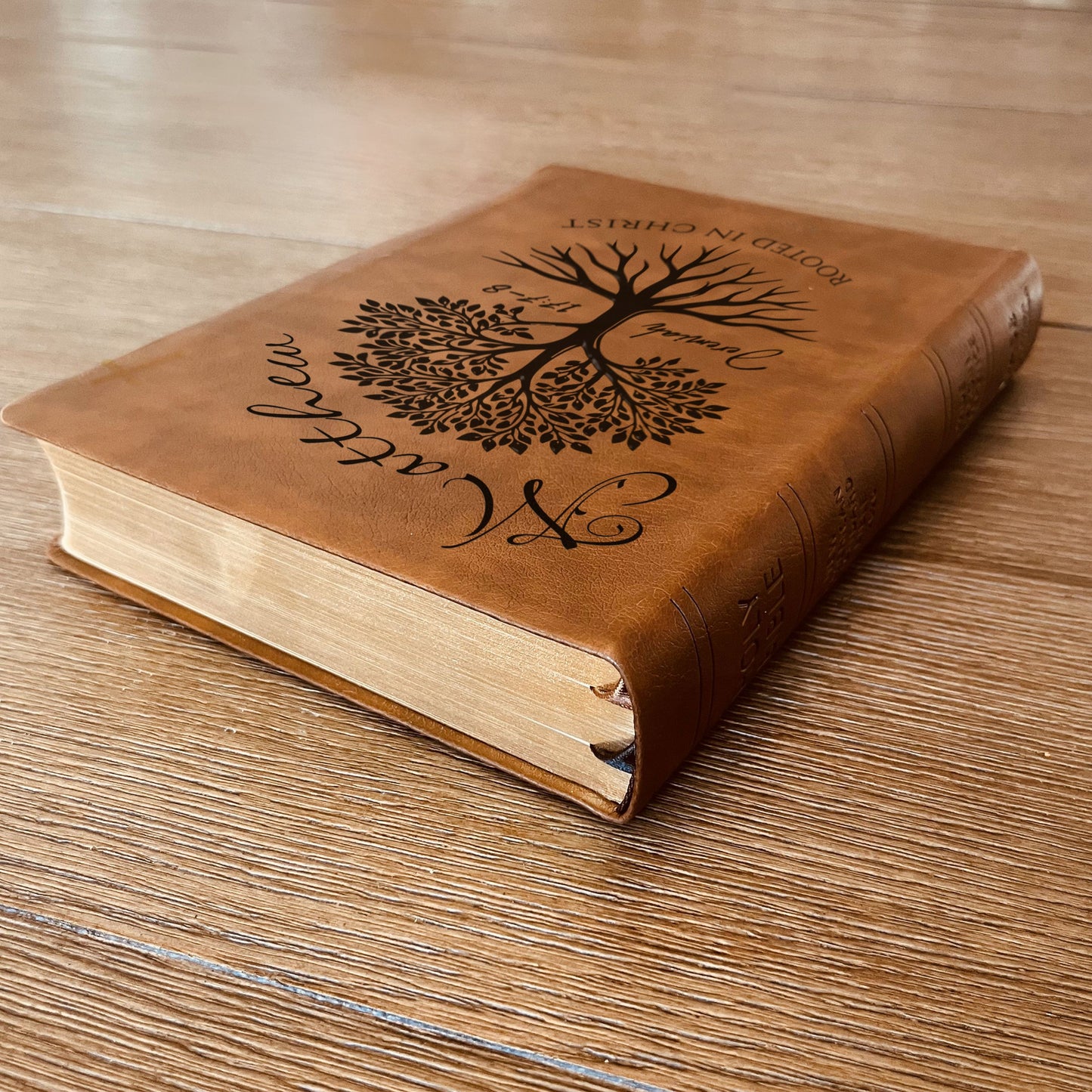 Personalized NASB Wide Margin Bible, Custom Engraved Name, Rooted in Christ Tree Design, Christian Gift, Bible Gifts for Her, Gifts for Him