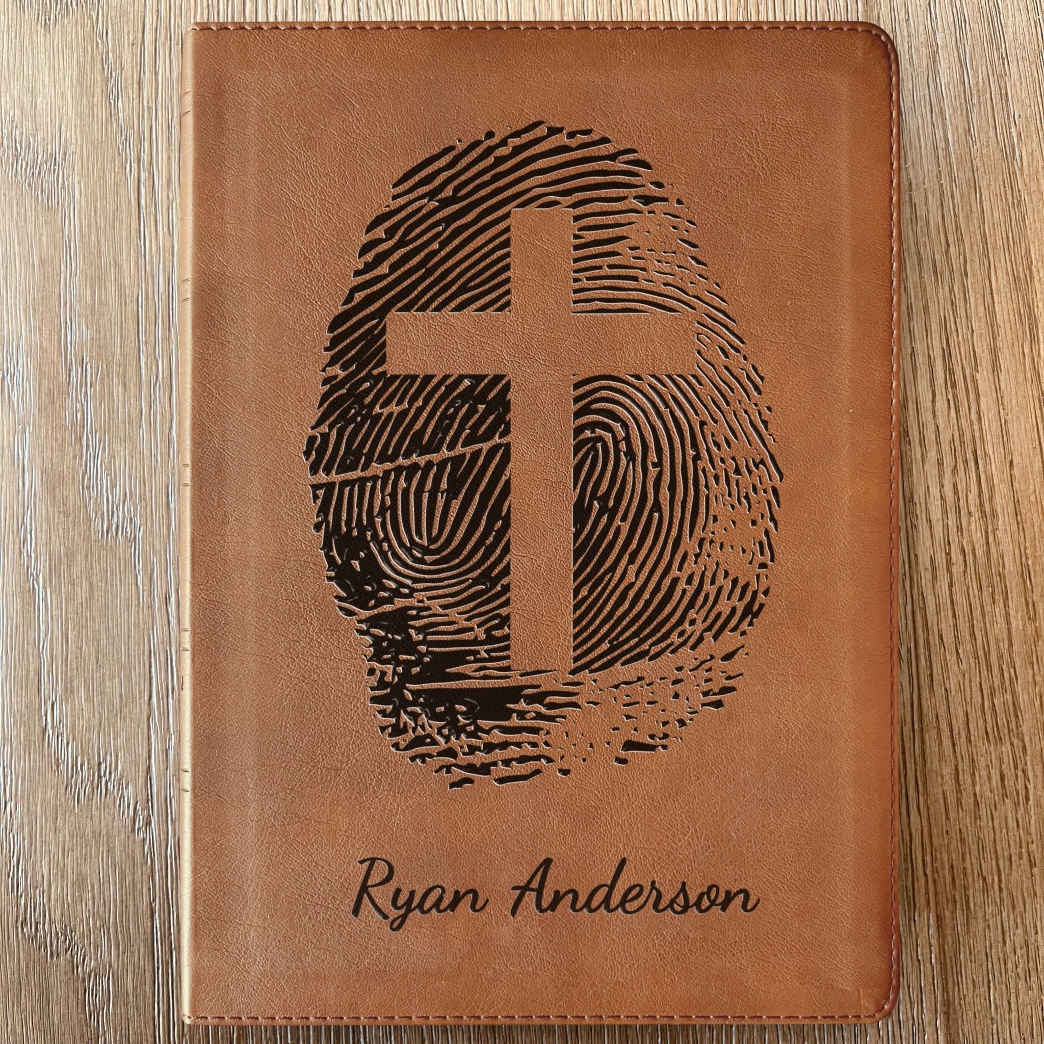 Personalized NASB 1995 Bible, Custom Fingerprint & Cross Design with Name Engraved, Side - Column Reference Bible, Gift for Baptism, Wedding - Religious Books - Aylev
