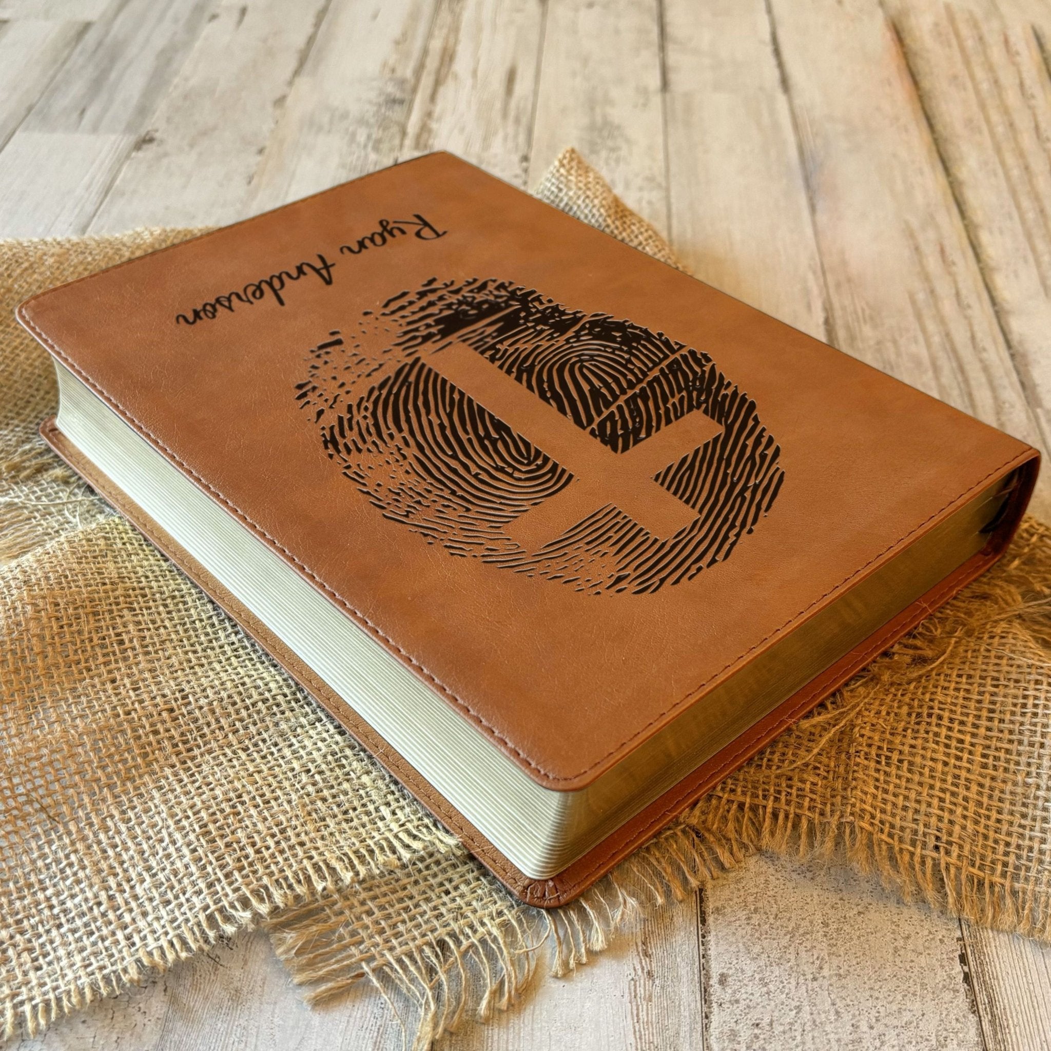 Personalized NASB 1995 Bible, Custom Fingerprint & Cross Design with Name Engraved, Side - Column Reference Bible, Gift for Baptism, Wedding - Religious Books - Aylev