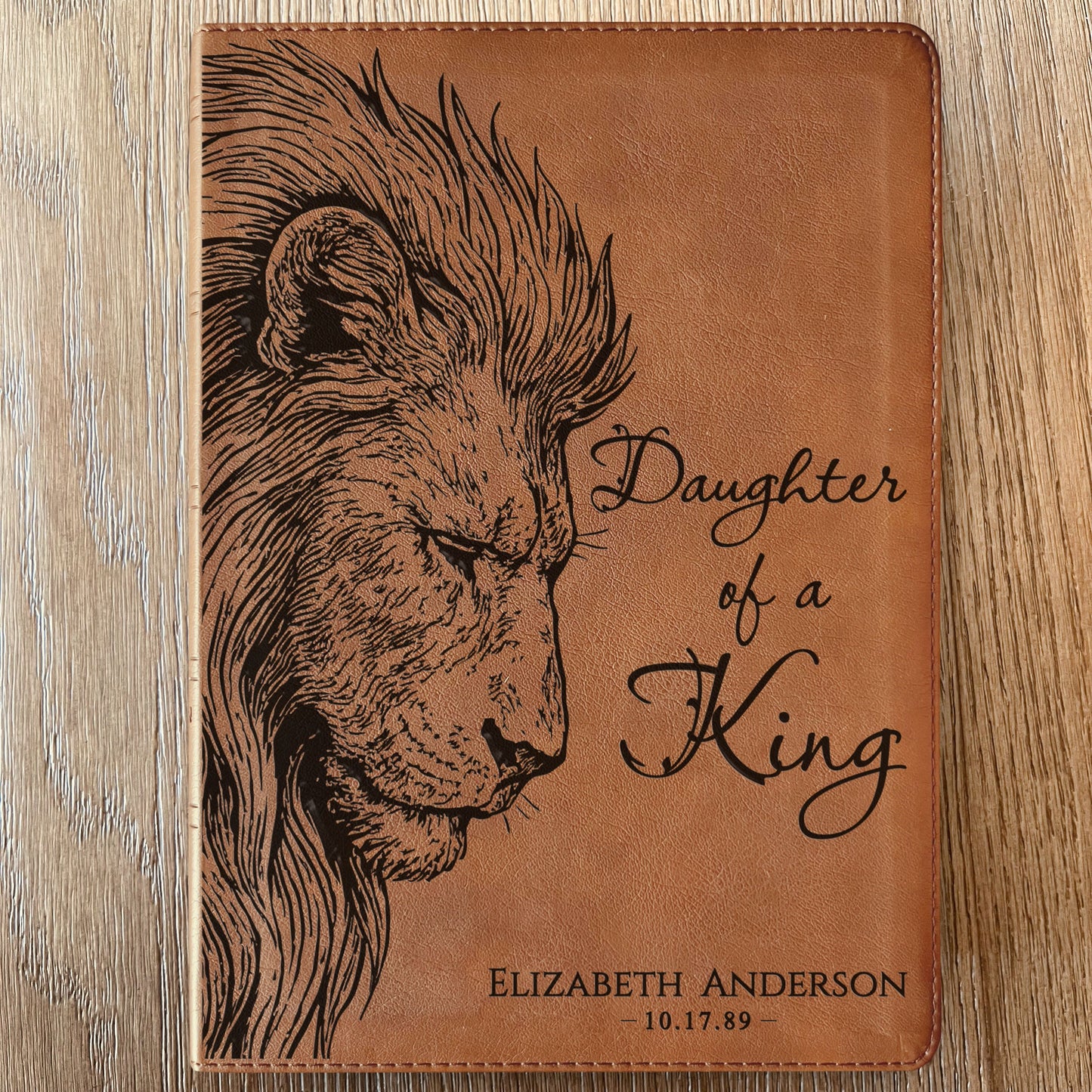 Personalized NASB 1995 Bible, Daughter of a King Lion Design, Custom Engraved Name, Christian Gift, Baptism Gift, Bible Gift for Her
