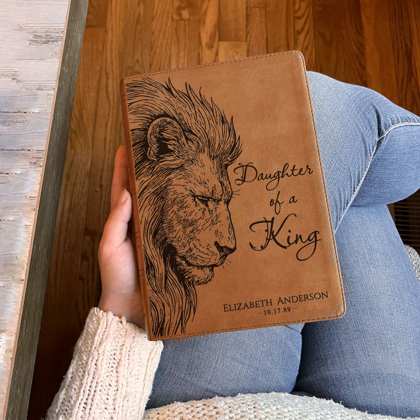 Personalized NASB 1995 Bible, Daughter of a King Lion Design, Custom Engraved Name, Christian Gift, Baptism Gift, Bible Gift for Her