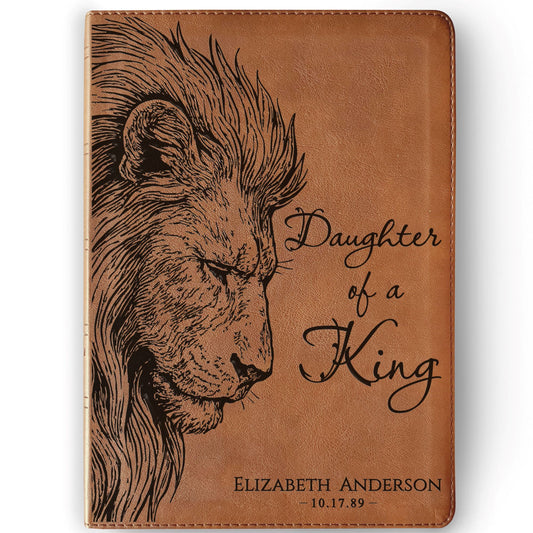 Personalized NASB 1995 Bible, Daughter of a King Lion Design, Custom Engraved Name, Christian Gift, Baptism Gift, Bible Gift for Her