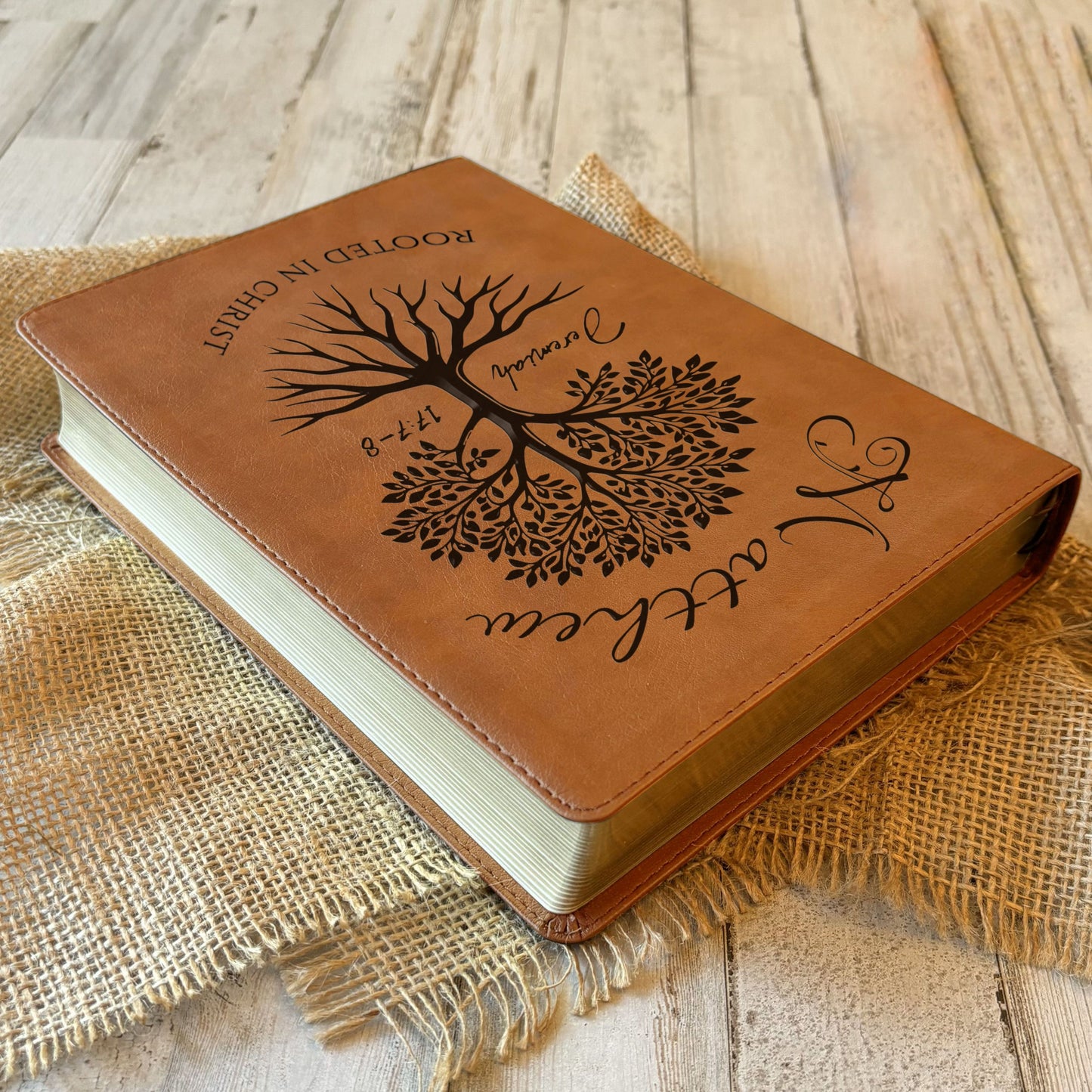 Personalized NASB 1995 Bible, Custom Engraved Name, Rooted in Christ Tree Design, Christian Gifts, Bible Gifts for Her, Bible Gifts for Him