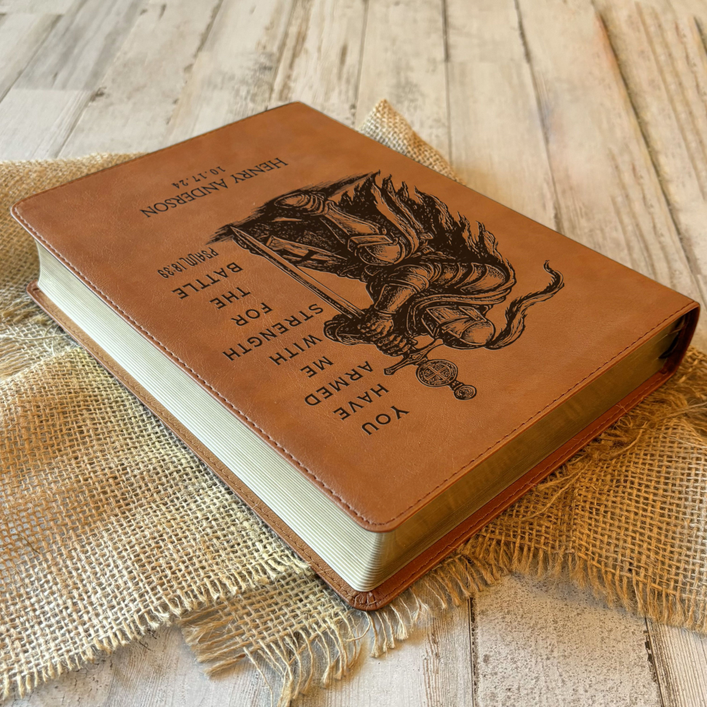 Personalized Bible for Men, NASB 1995 Bible, Customized Bible Engraved Name, Knight Warrior Design, Christian Gift, Bible Gifts for Him