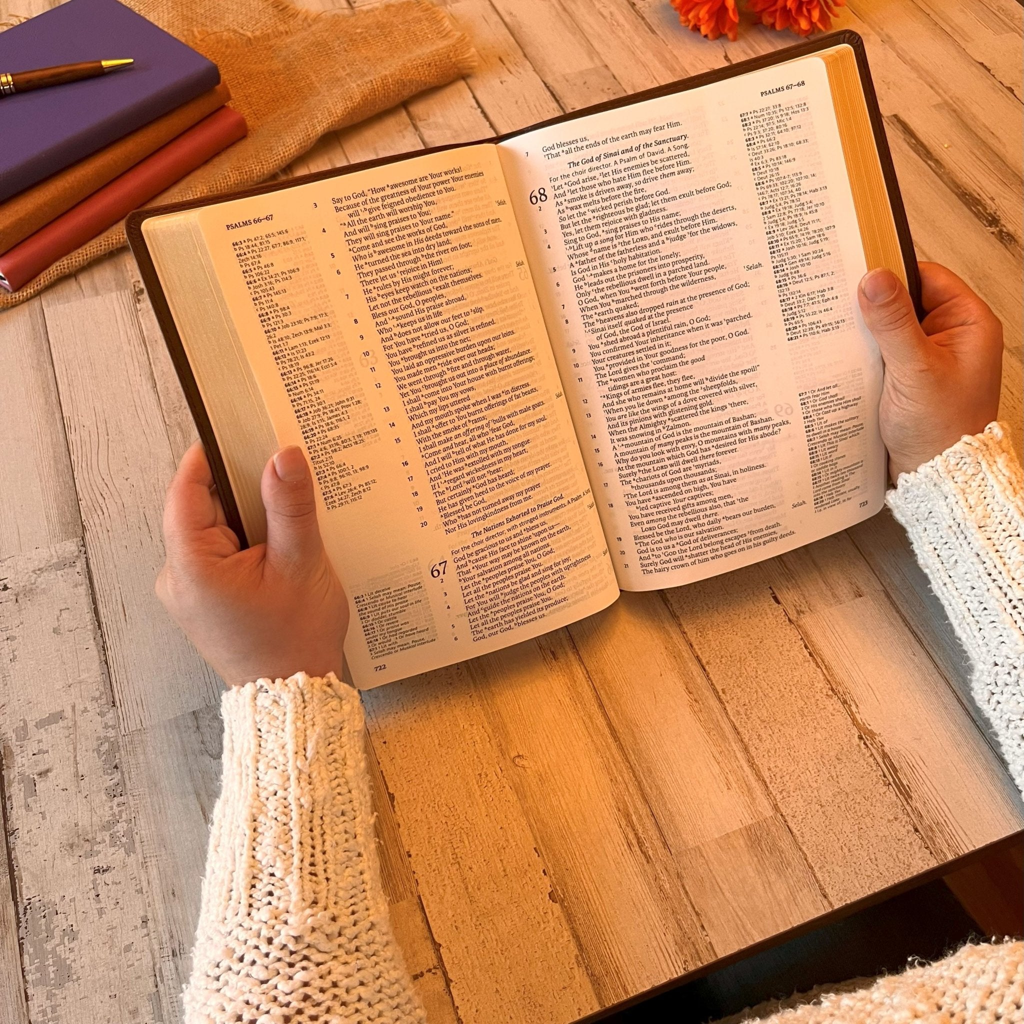 Personalized NASB 1995 Bible, Custom Fingerprint & Cross Design with Name Engraved, Side - Column Reference Bible, Gift for Baptism, Wedding - Religious Books - Aylev